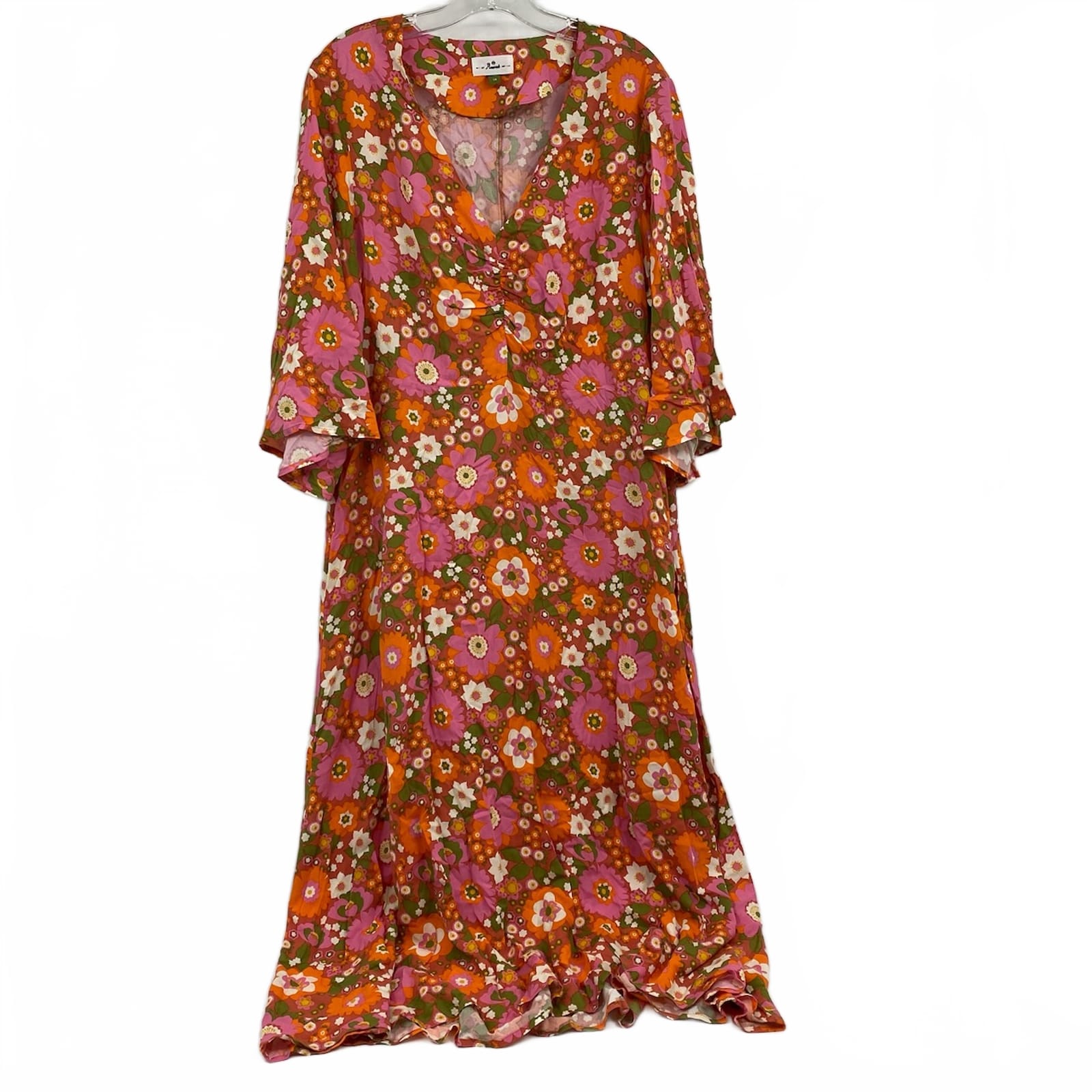 Anorak Orange Pink Floral Midi Dress