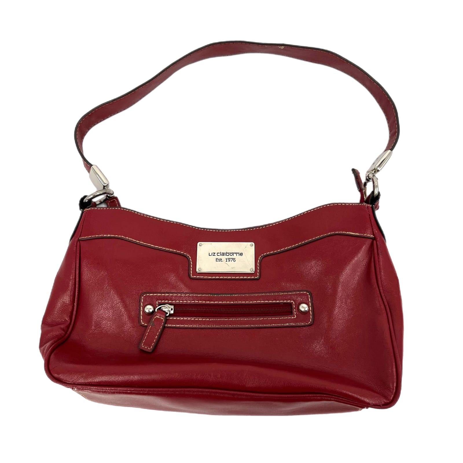 Liz Claiborne Red Faux Leather Shoulder Bag