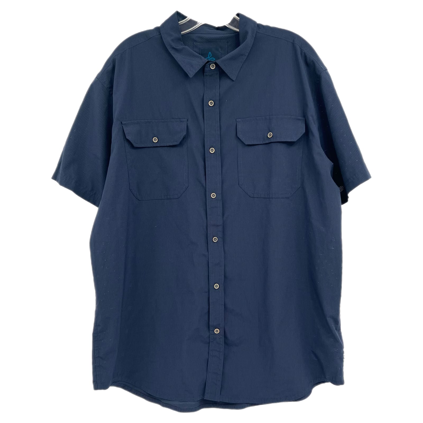 Prana Blue Short Sleeve Athletic Button-Up Shirt