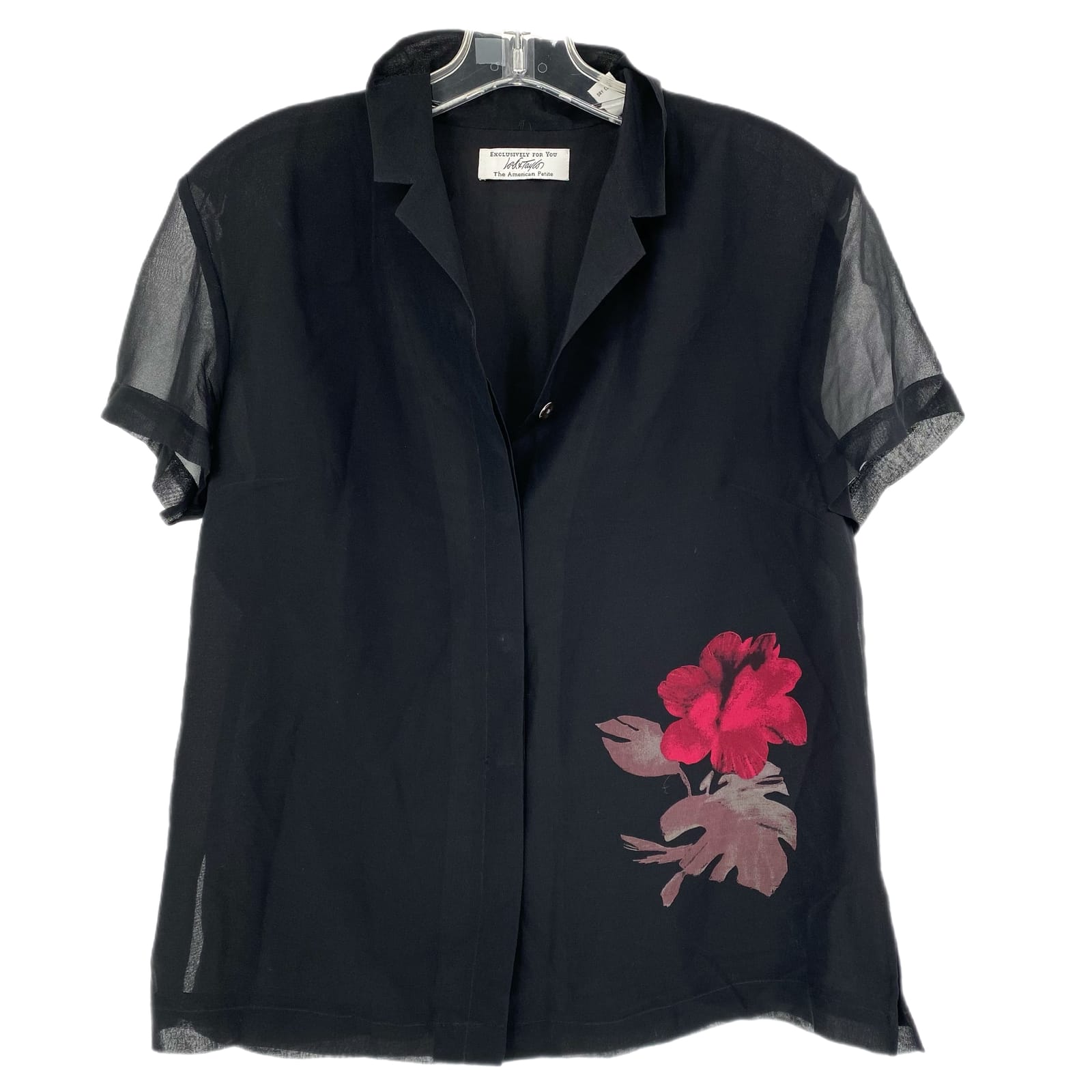 Lord & Taylor Black Silk Button-Up Blouse