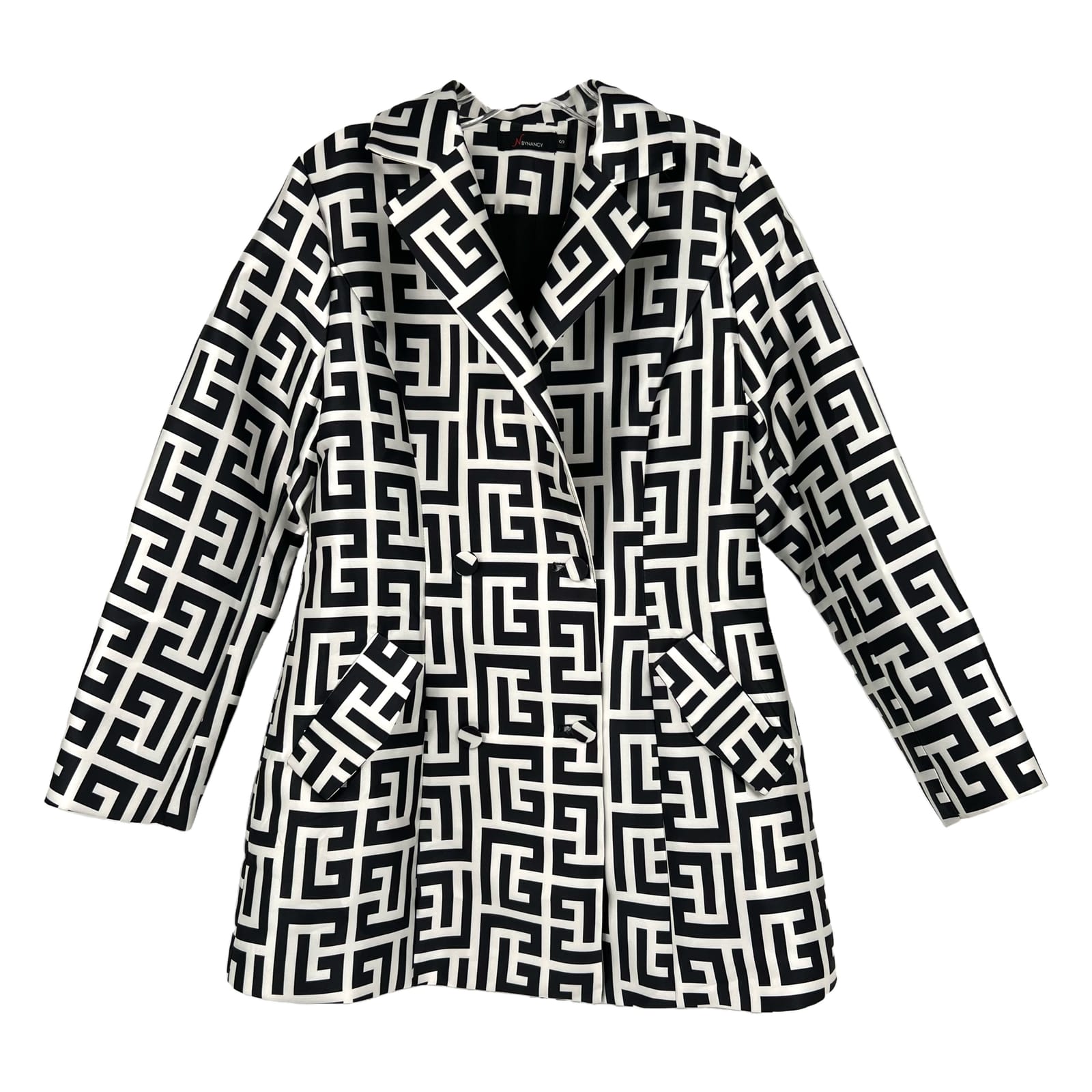 N by Nancy Black and White Printed Coat