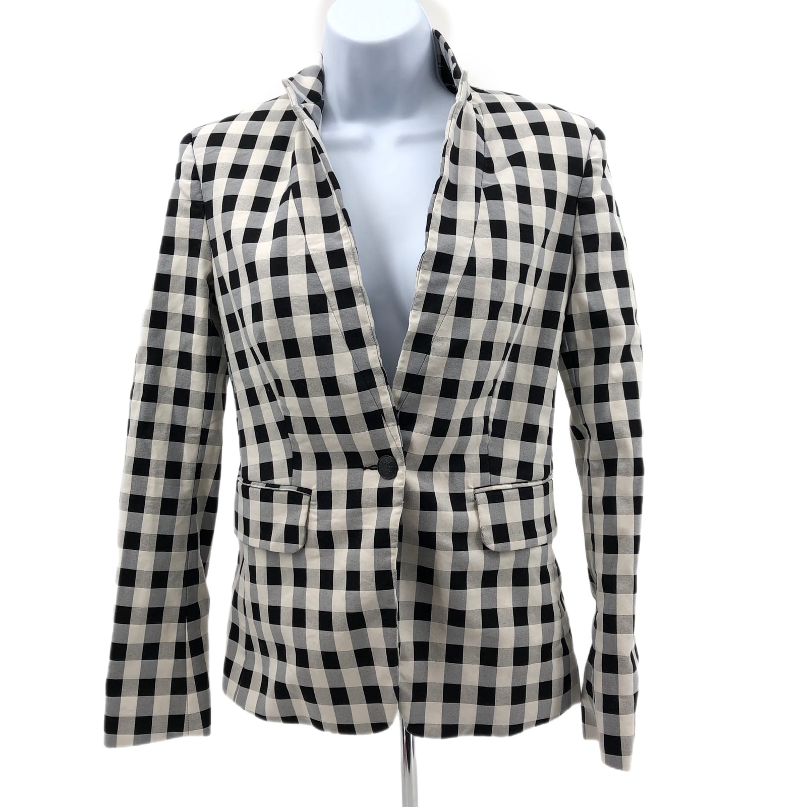 rag & bone Black Cream Plaid Blazer Jacket