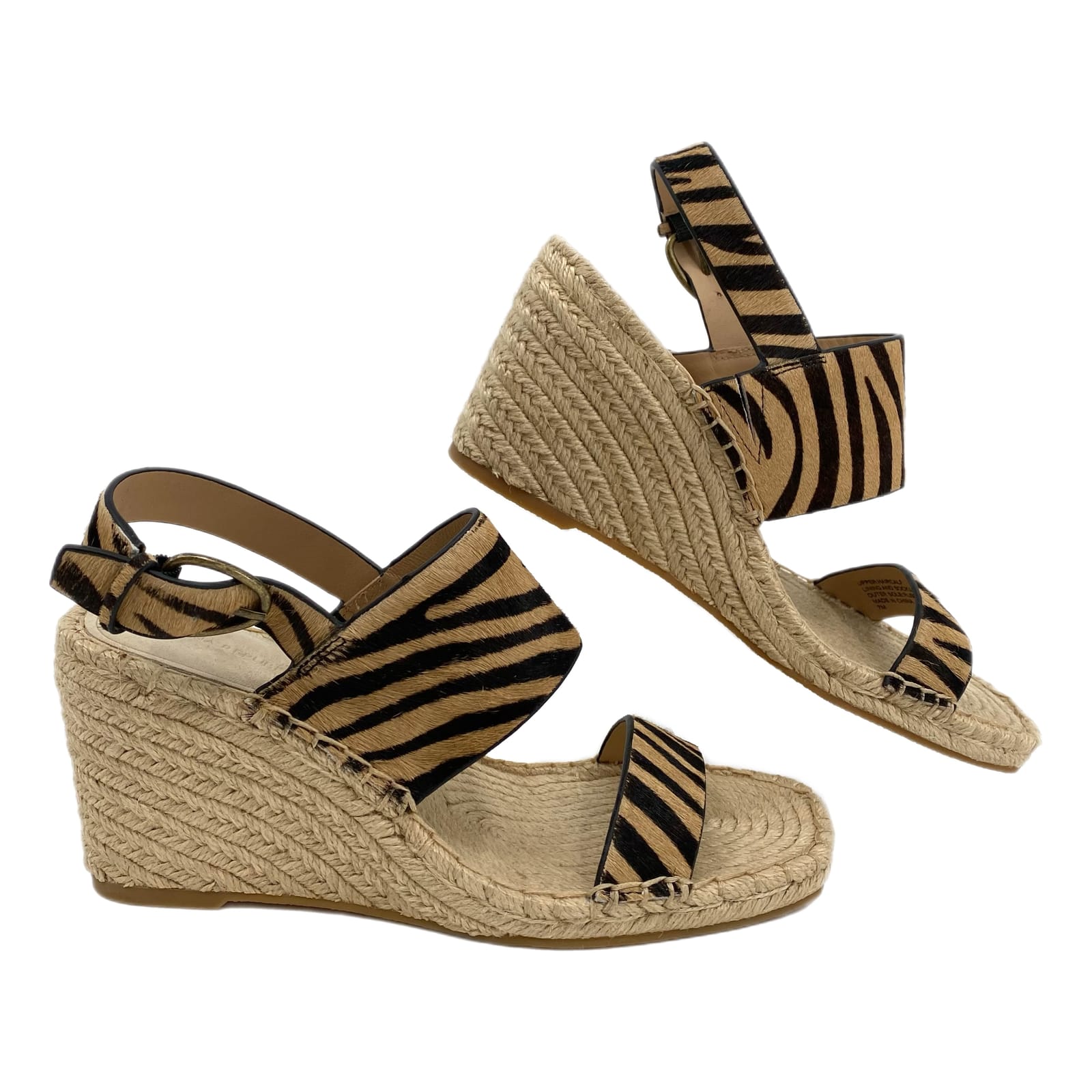 Banana Republic Tan Black Zebra Print Espadrille Wedges