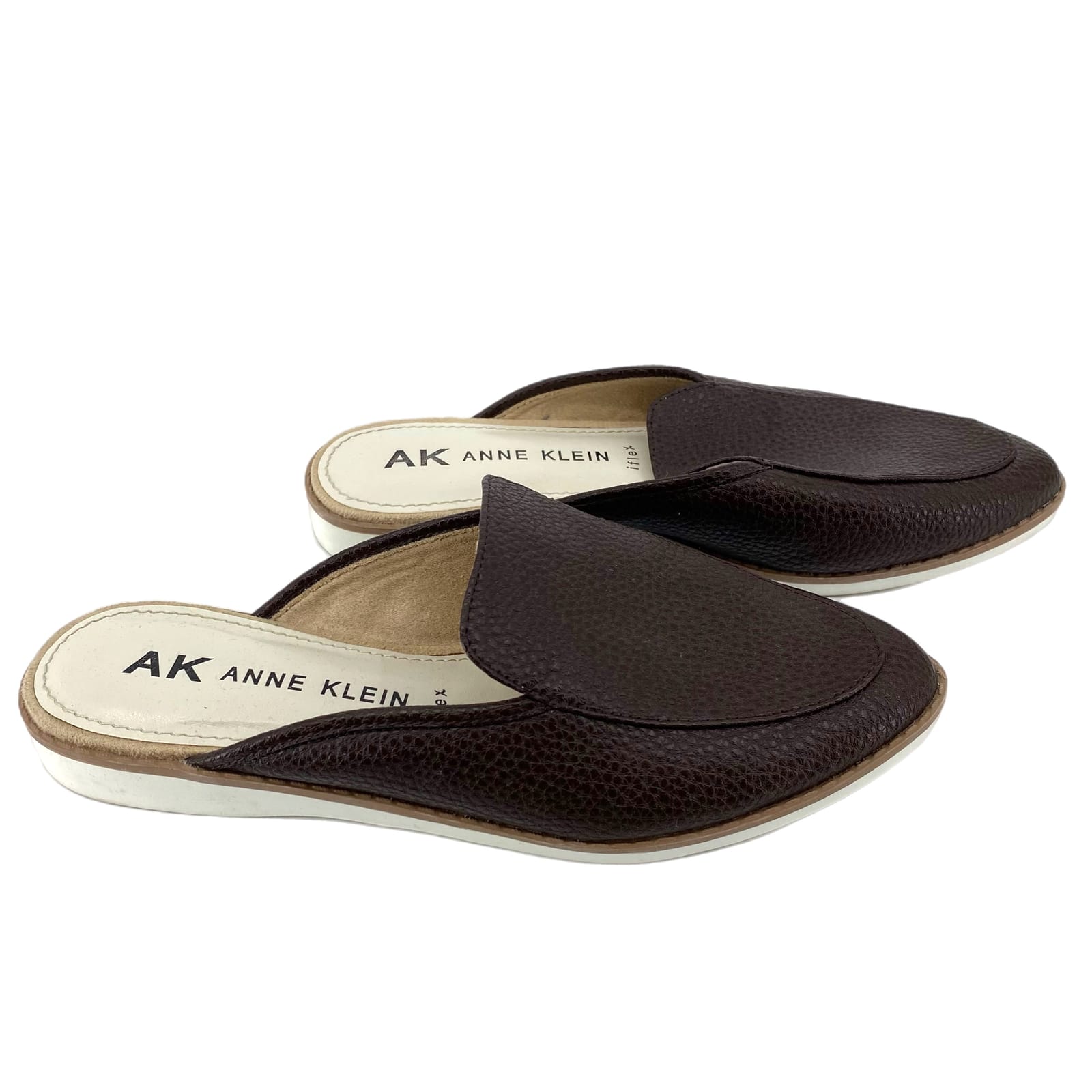 Anne Klein Brown Almond Toe Mule Flats