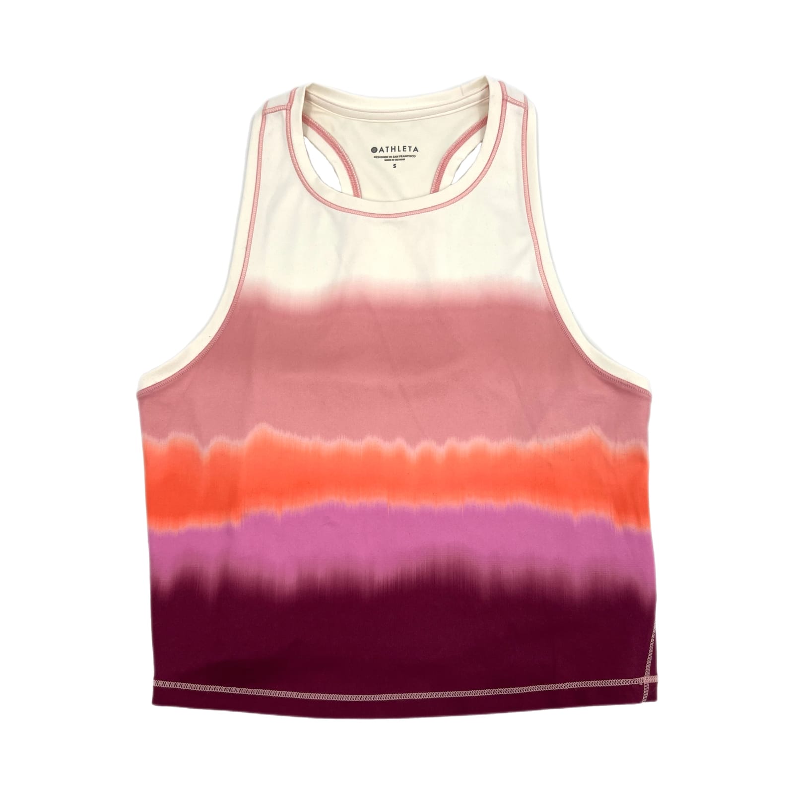 Athleta Pink & Orange Tie Dye Fitted Athletic Tank