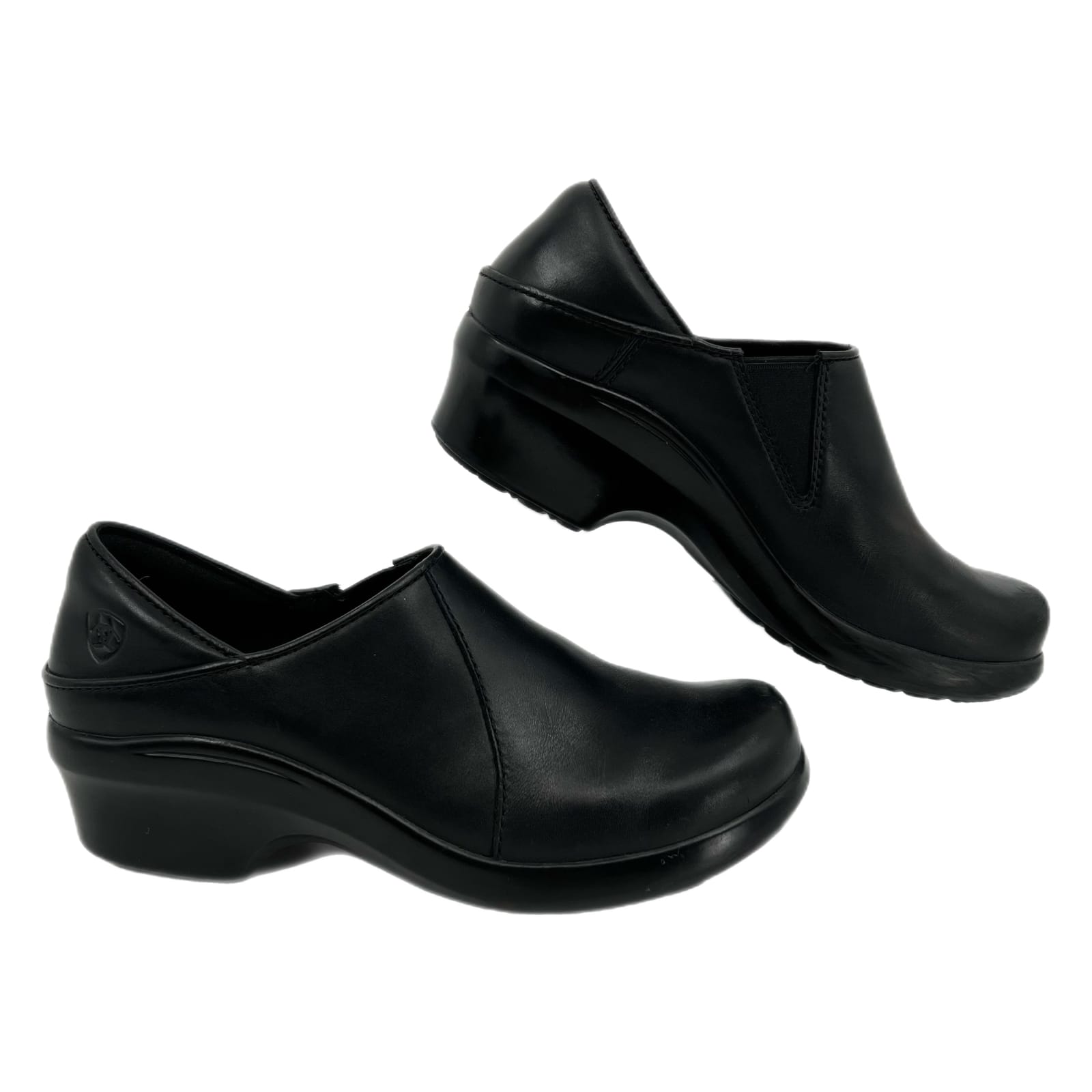 Ariat Black Leather Slip-On Clogs