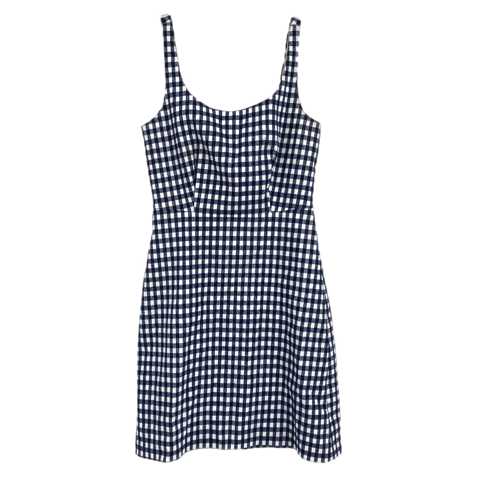 J. Crew Navy Blue White Gingham Mini Dress