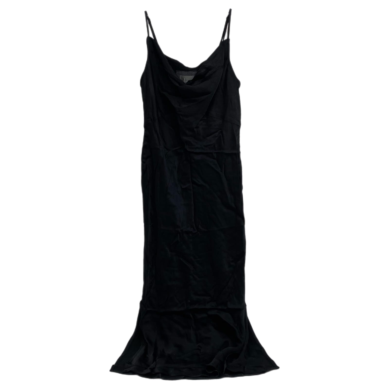 Anthropologie Black Satin Cowl Neck Midi Dress