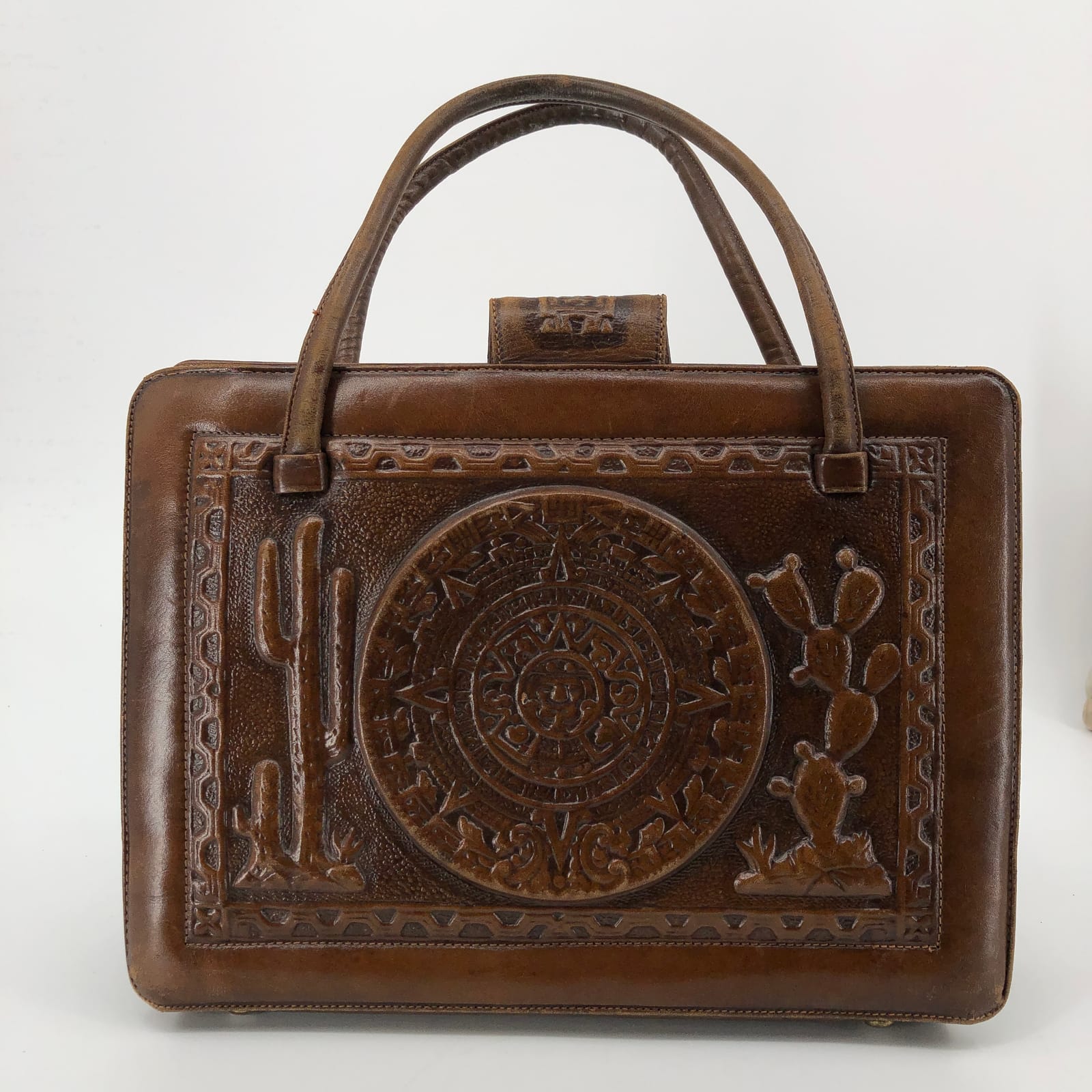 Classic Brown Leather Top Handle Bag