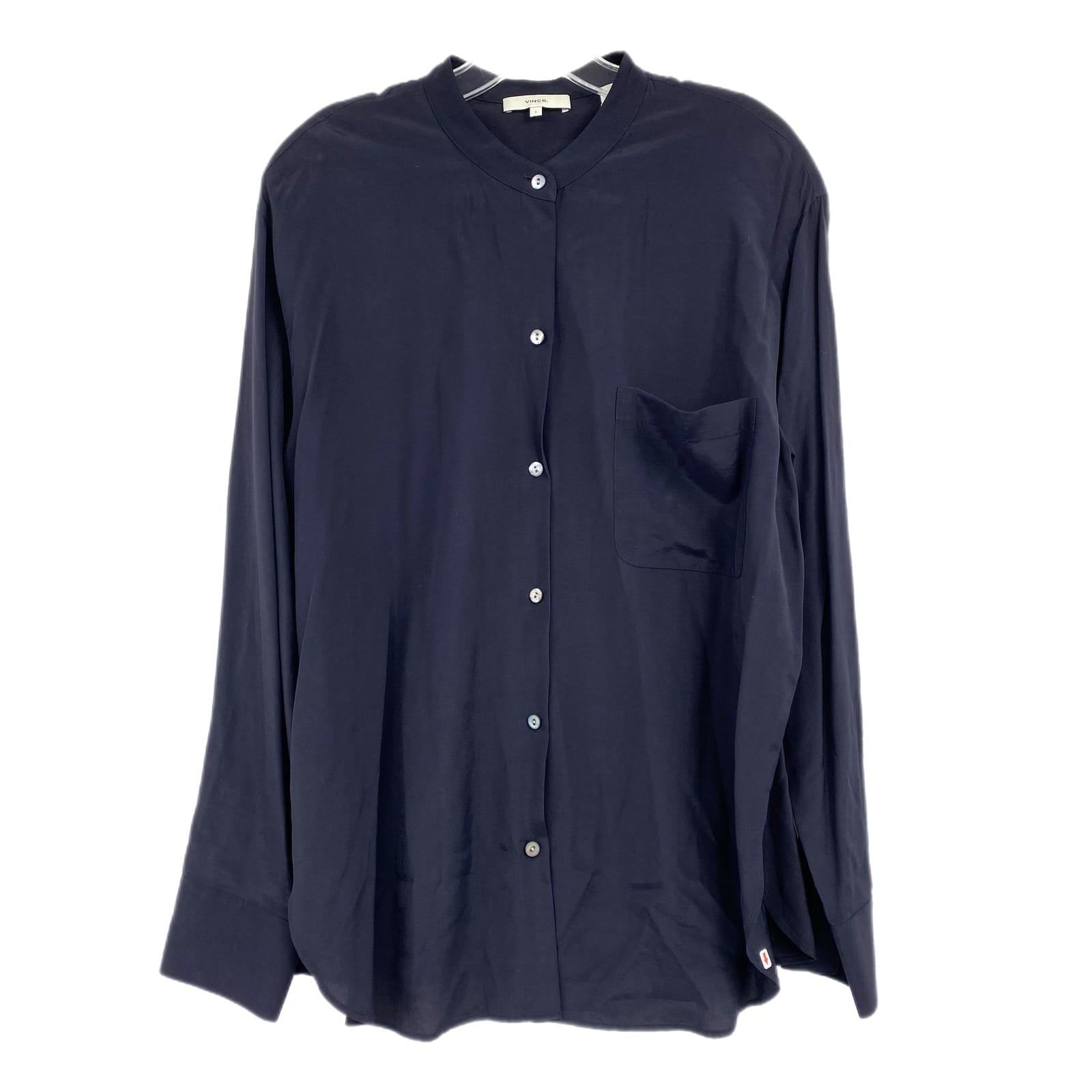 Vince Blue Satin Button-Up Shirt