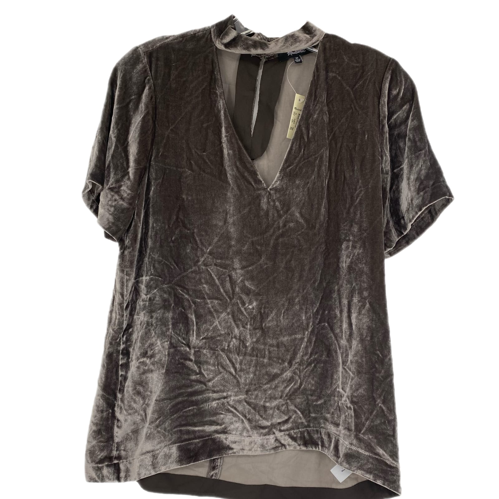 Madewell Gray Velvet V-Neck T-Shirt