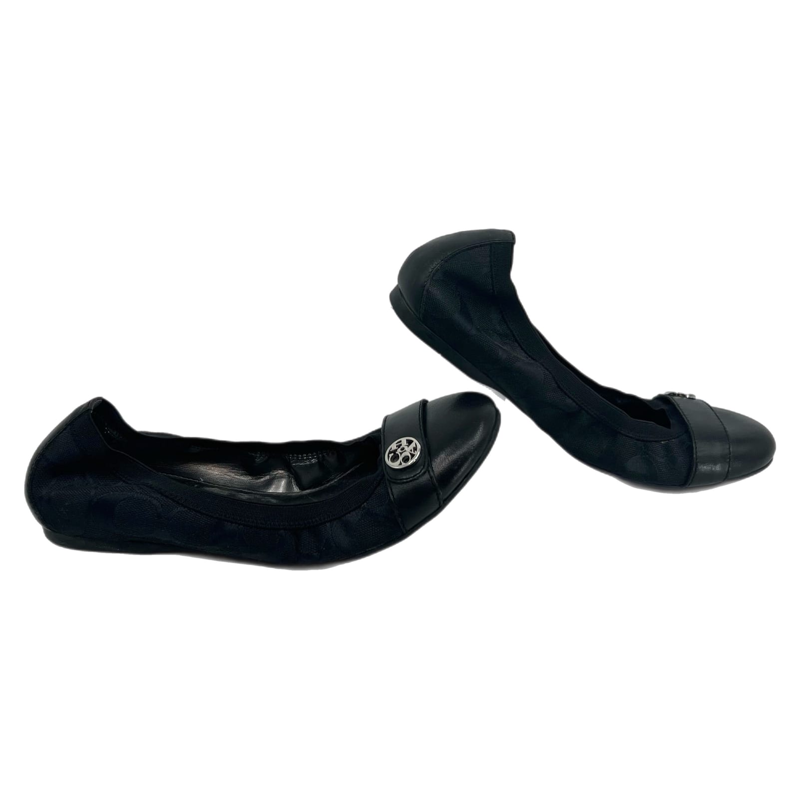 Coach Black Cap Toe Chelsey Flats