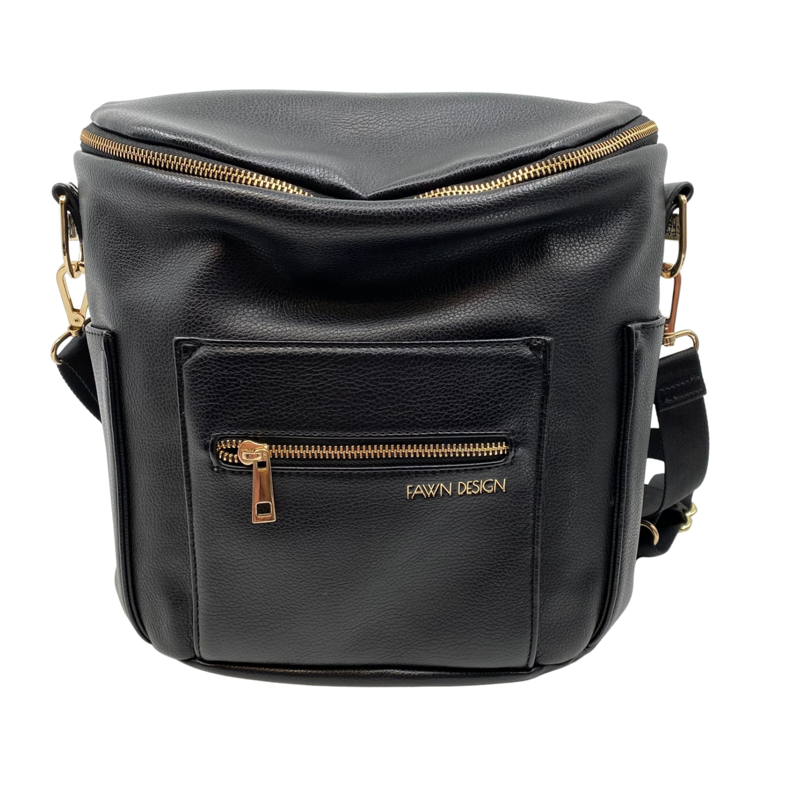 Fawn Design Black Faux Leather Convertible Backpack