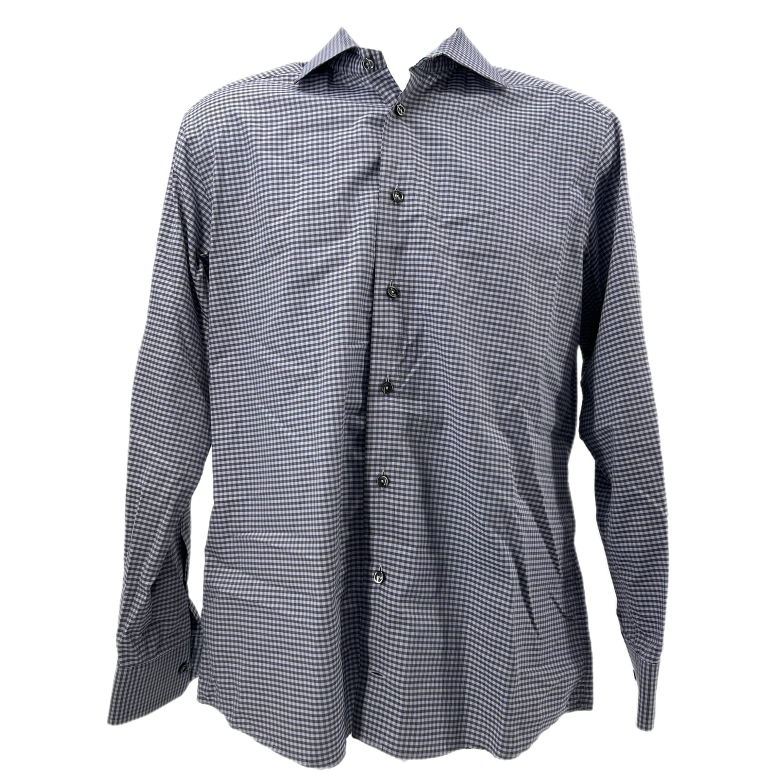 Eton Blue Plaid Button-Up Dress Shirt
