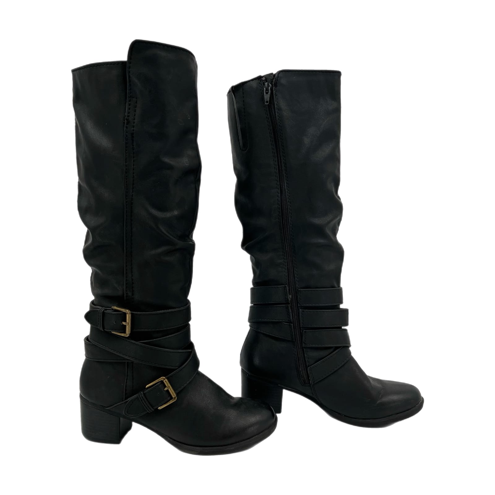 Mossimo Supply Co. Black Faux Leather Heeled Boots
