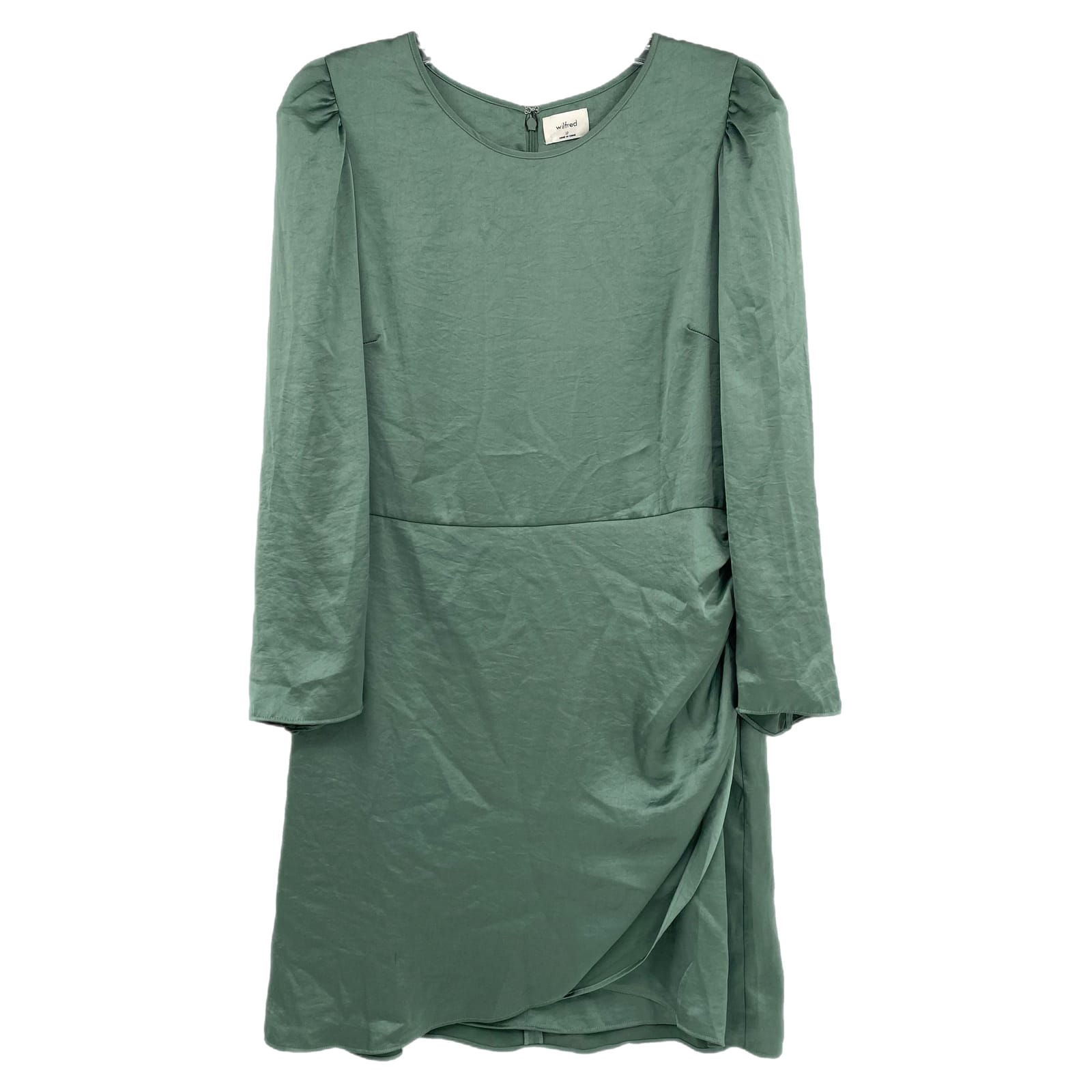 Wilfred Green Satin Long Sleeve Mini Dress