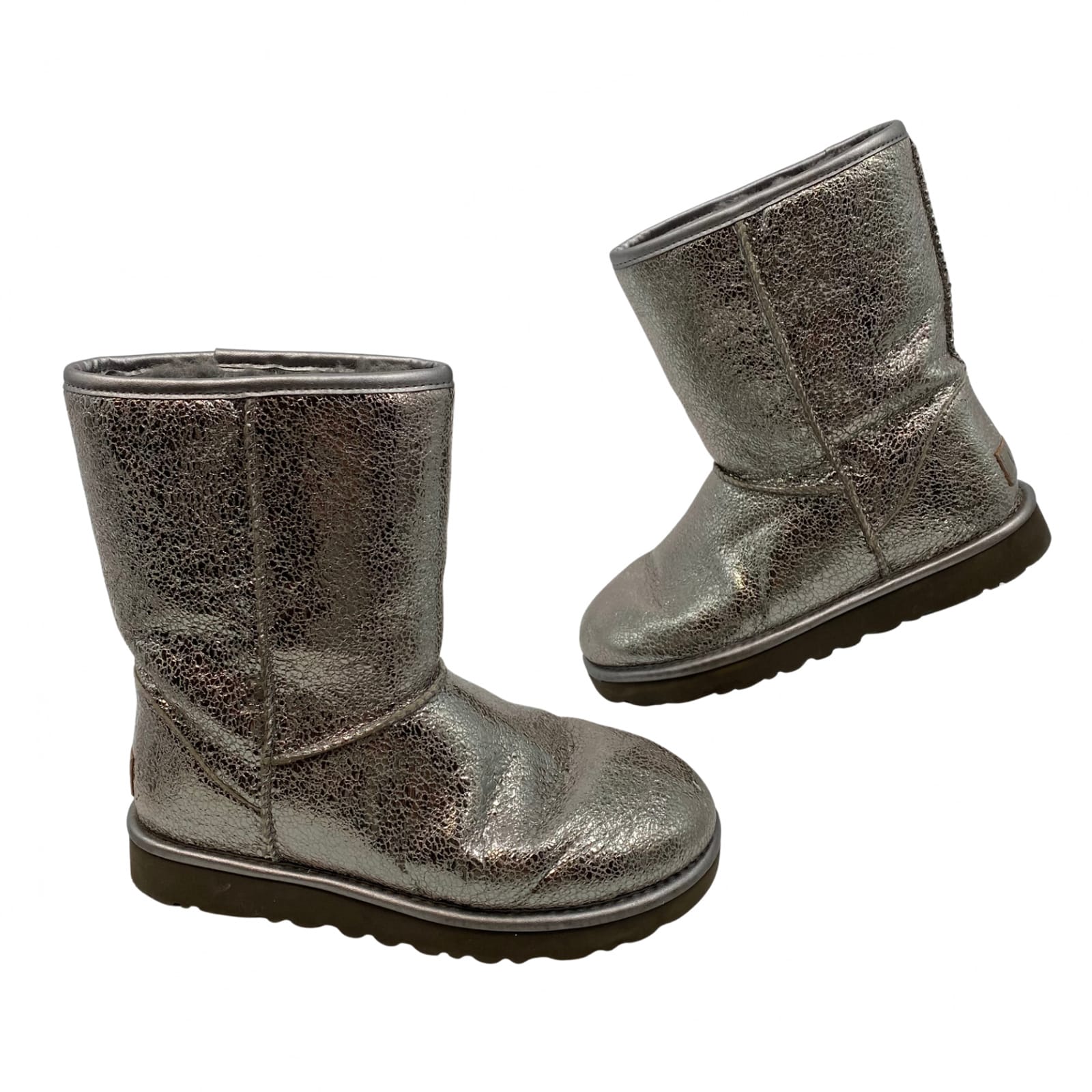UGG Silver Leather Ankle Bootie