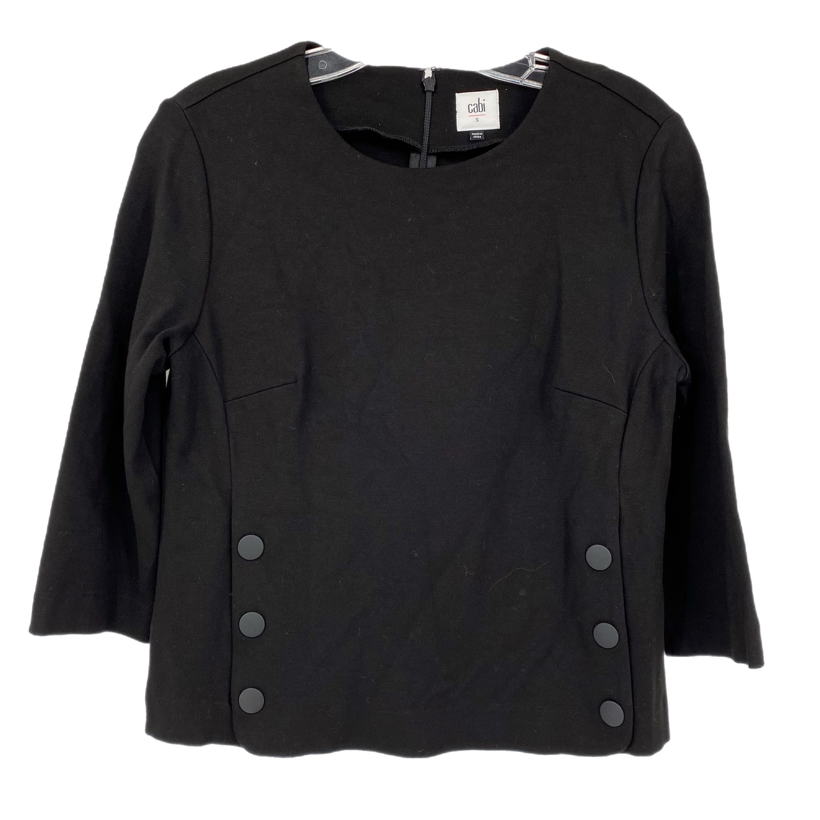 CAbi Black Long Sleeve Zip Blouse