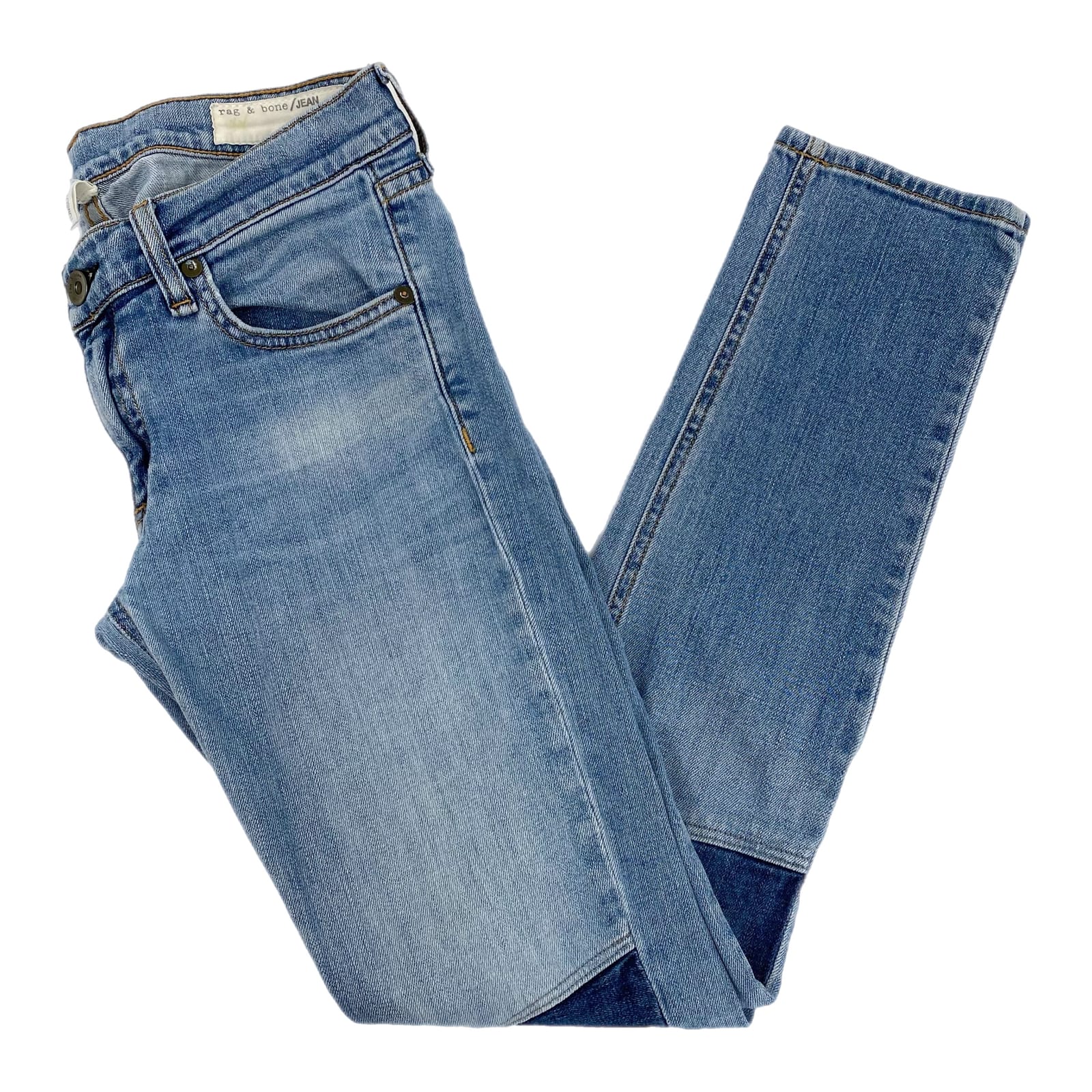 rag & bone Blue Light Wash Double Knee Skinny Jeans