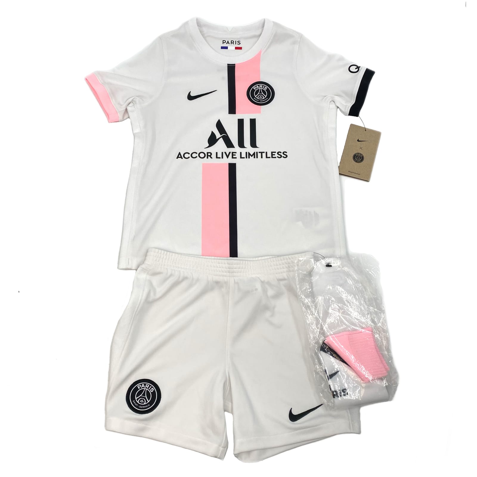 Nike White Pink Paris Saint Germain Soccer Set