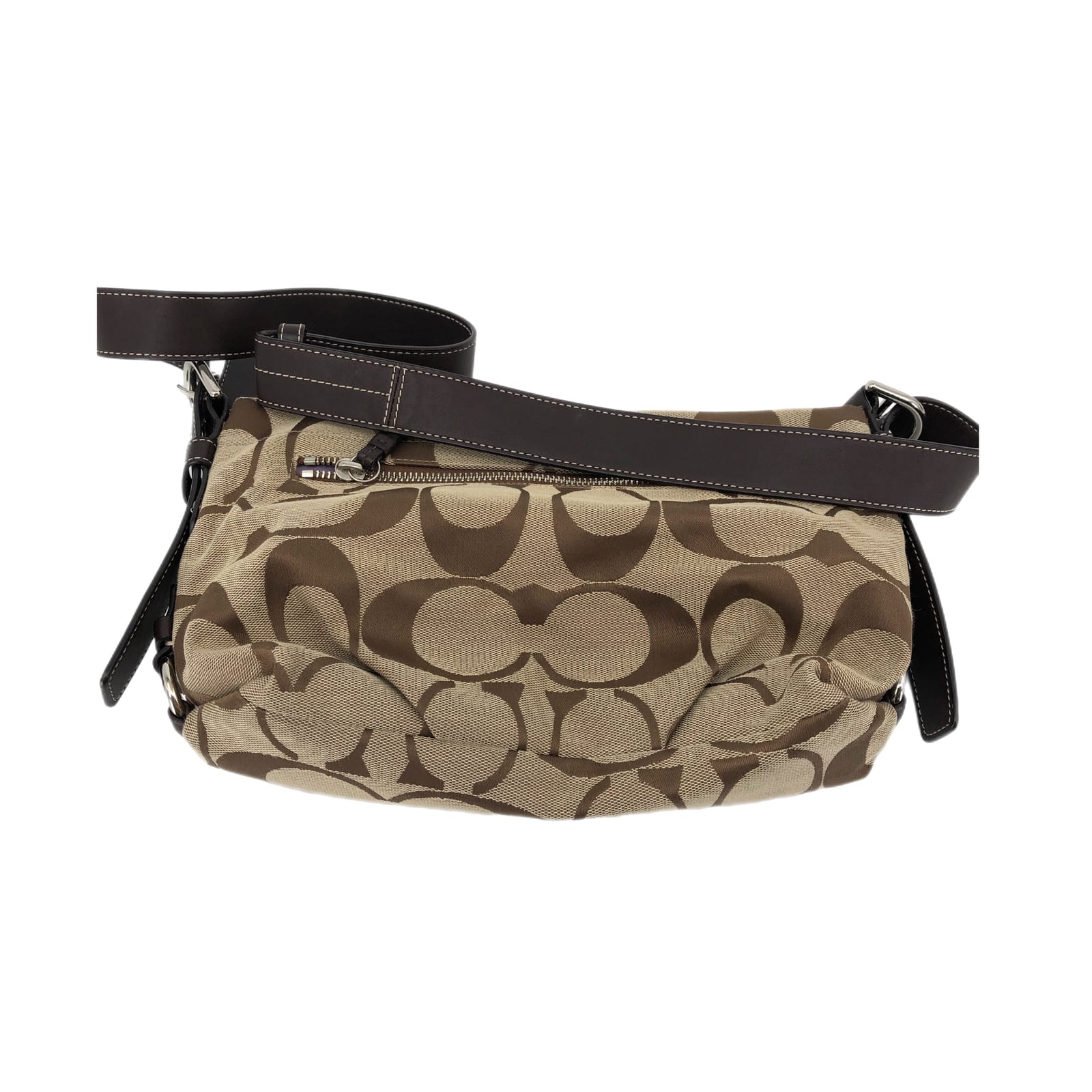 Coach Brown Chic Leather-Canvas Shoulder Bag