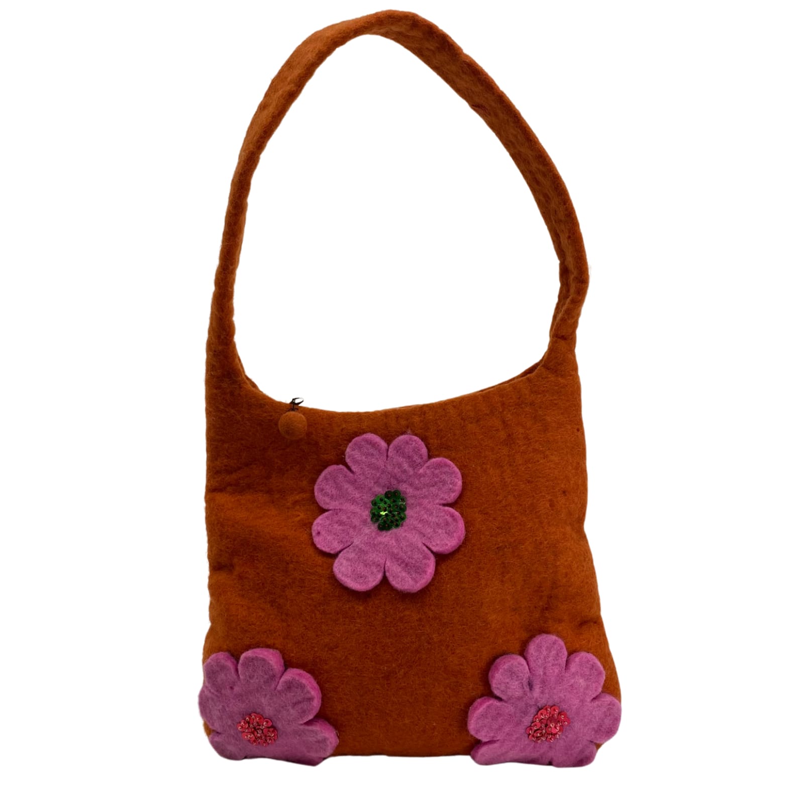 Vibrant Orange Wool Shoulder Bag