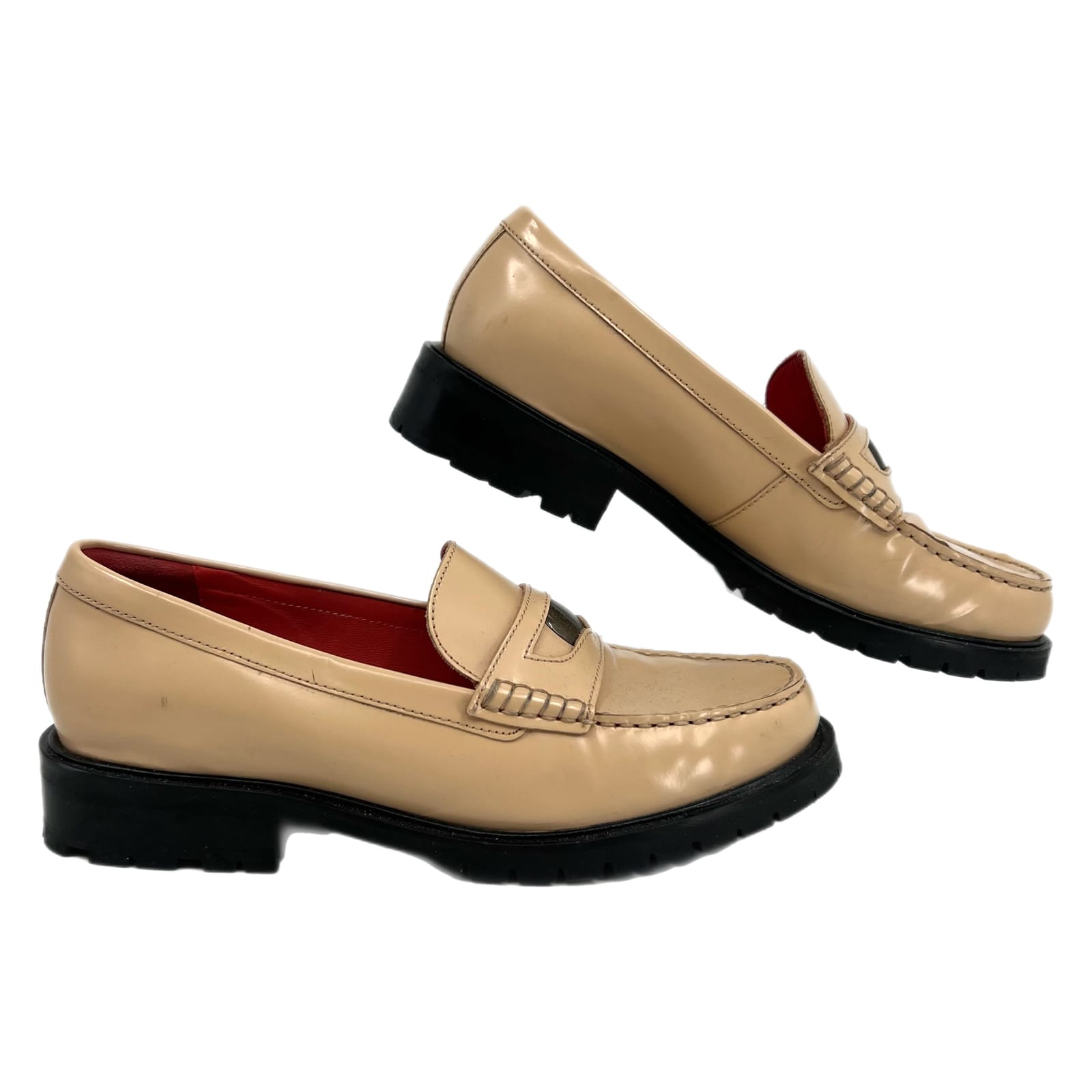 Free People Orange Peach Leather Round Toe Loafers