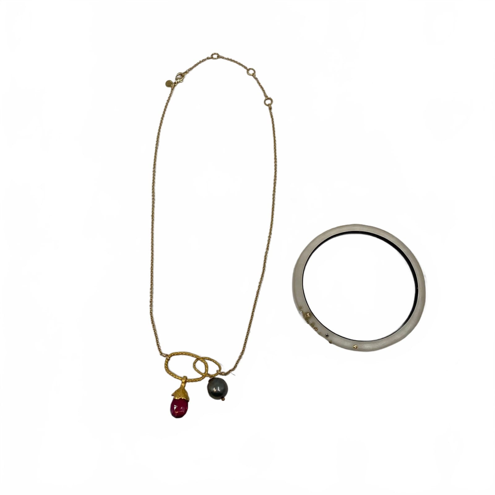 Alexis Bittar Gold Red Gem Bracelet Set