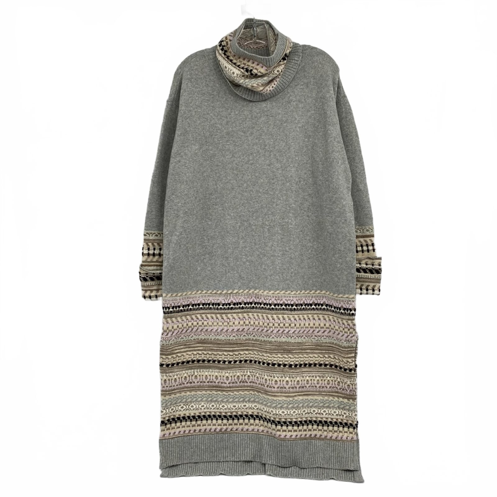 Daily Practice Gray Beige Knit Midi Sweater Dress