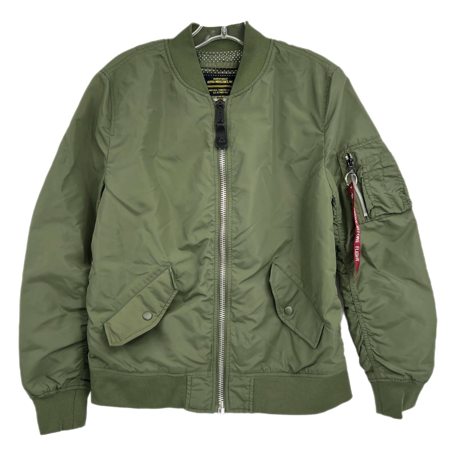 Alpha Industries Green Zip Bomber Jacket