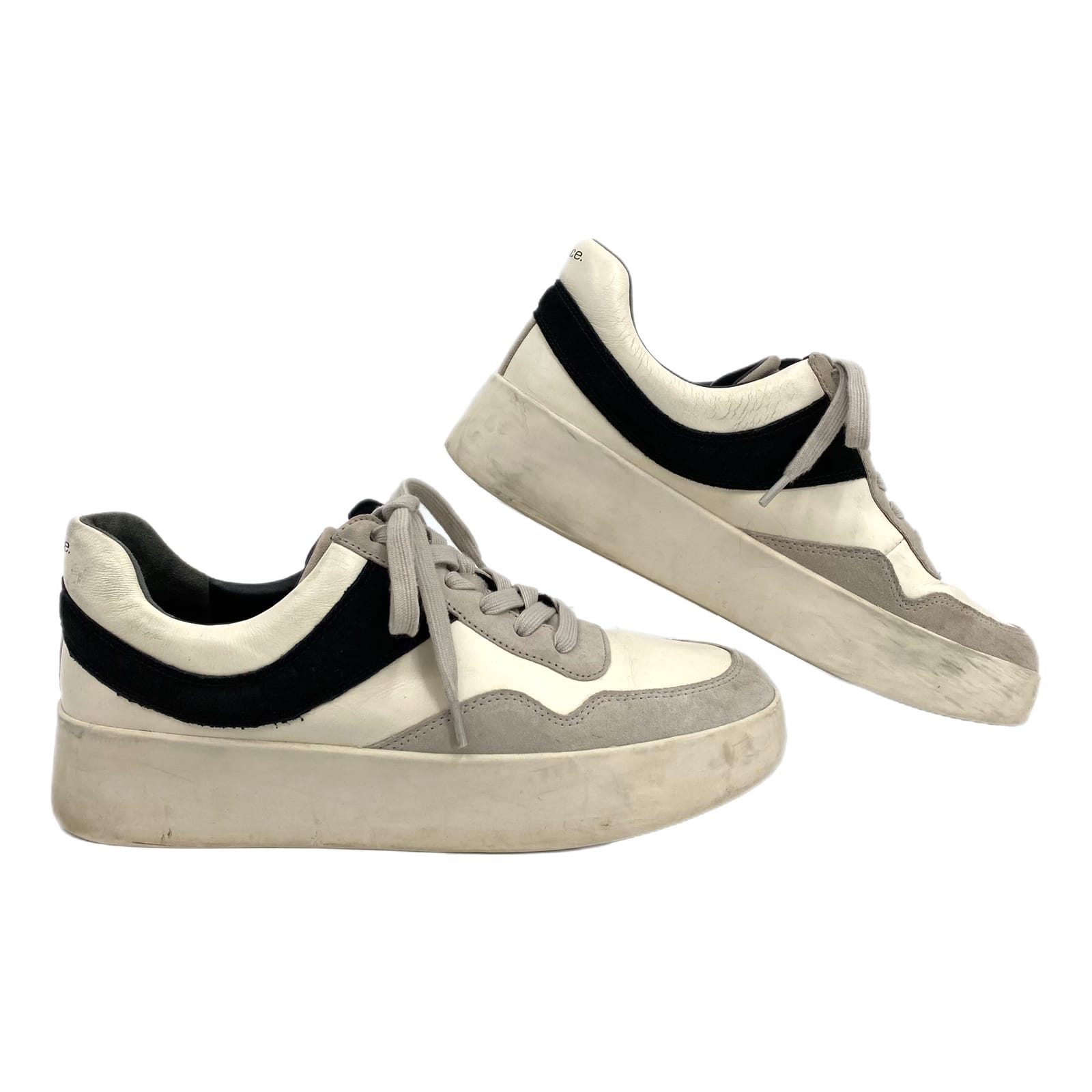 Vince Cream & Black Leather Sneakers
