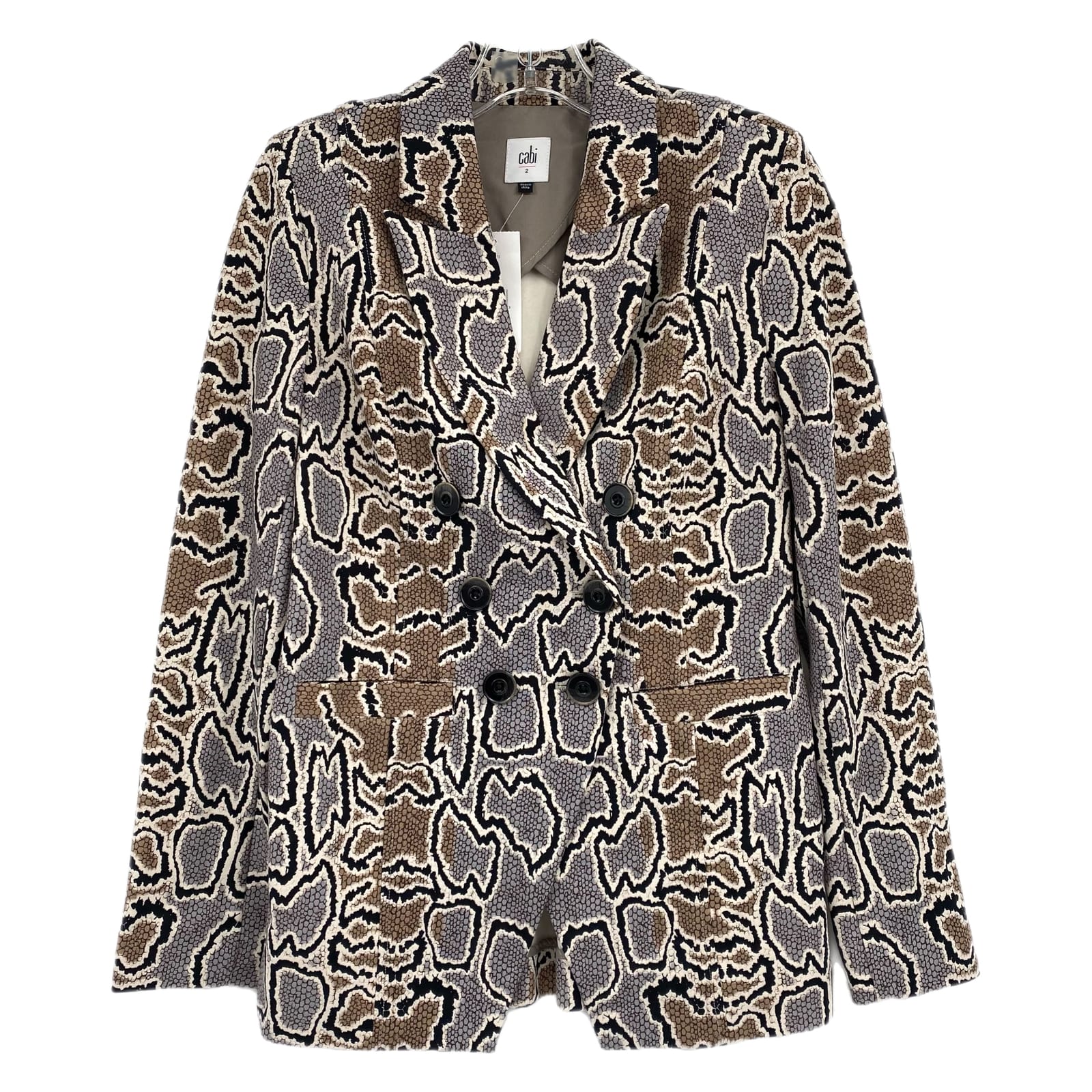 CAbi Brown Gray Snakeskin Pattern Blazer