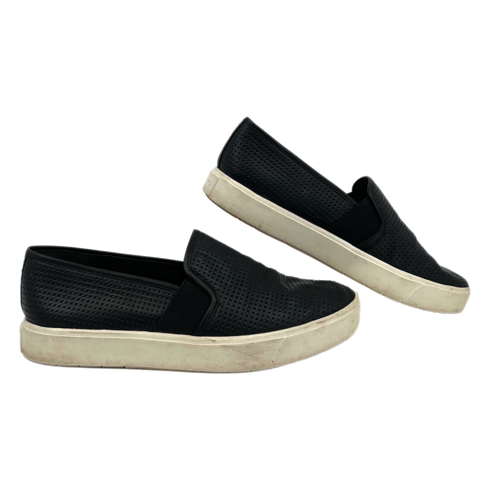 Vince Black Leather Slip-On Sneakers