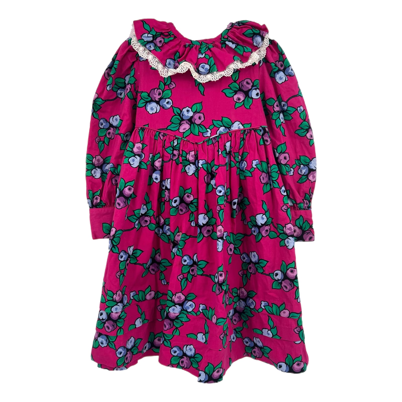 Cary Pink Purple Vintage Floral Ruffle Collar Dress