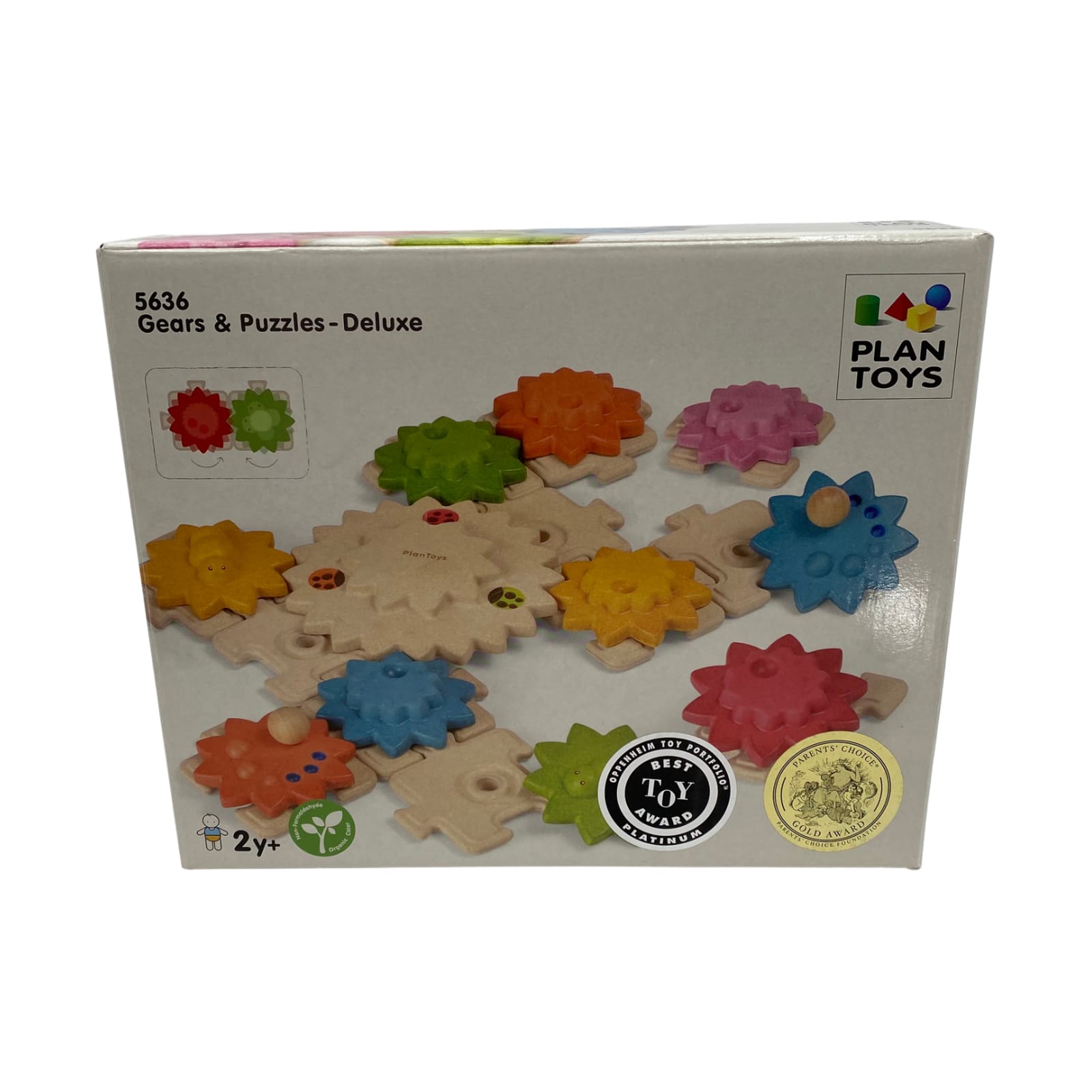 Plan Toys White Classic Gears & Puzzles Deluxe