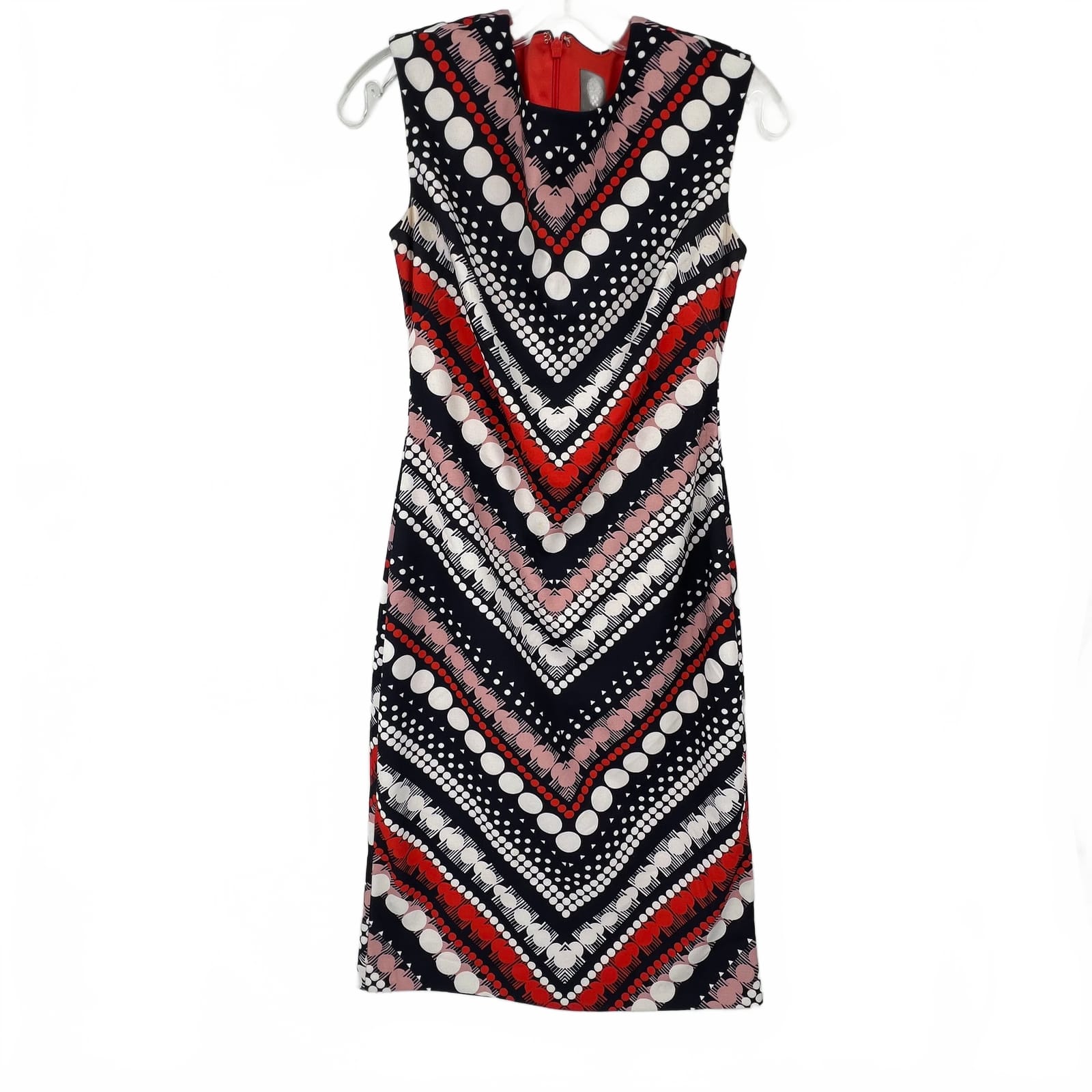 Vince Camuto Navy/White/Red Printed Dress