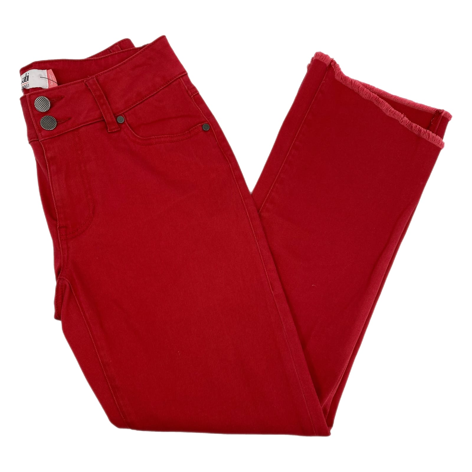 CAbi Red Hi-Low Crop Jeans