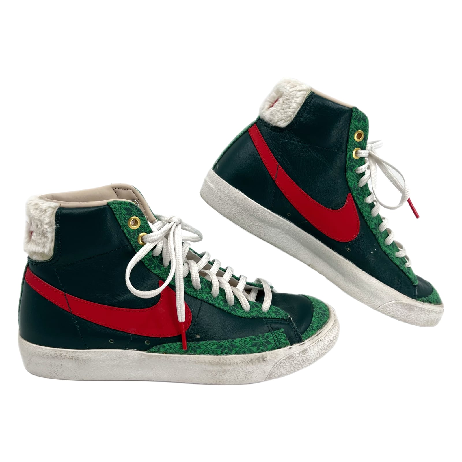Nike Green Red Vintage Christmas Sweater Blazer Sneakers