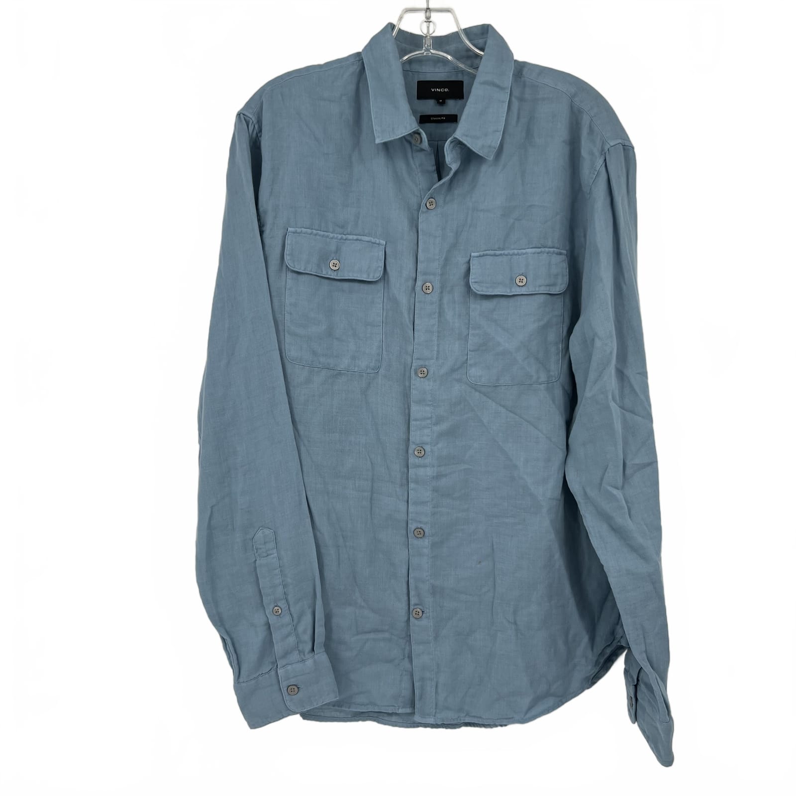 Vince Blue 100% Cotton Button-Up Shirt