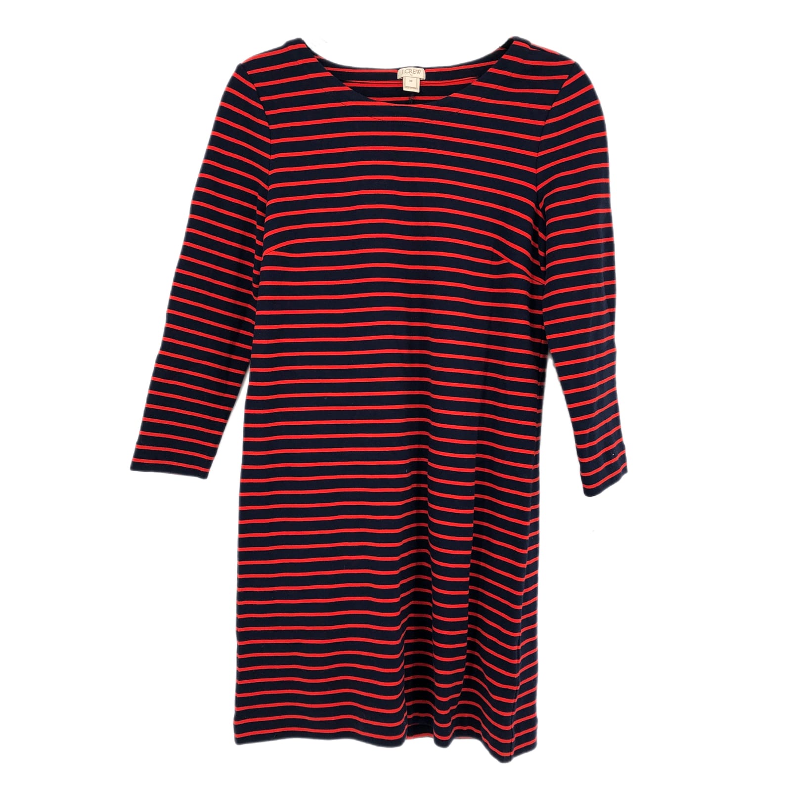 J. Crew Blue Red Striped Midi Dress