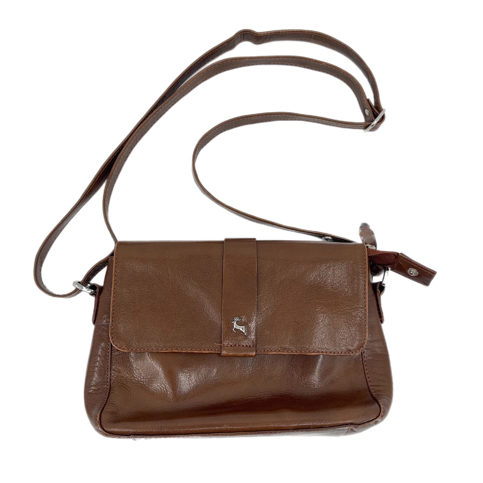 Ashwood Brown Leather Magnetic Closure Crossbody Bag
