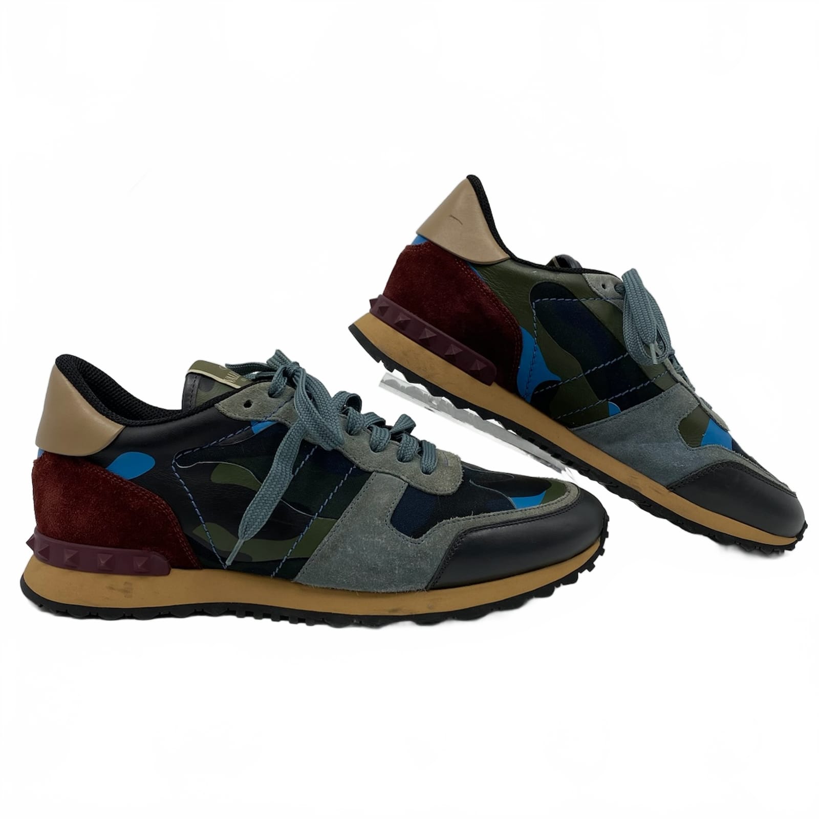 Valentino Garavani Green Red Camouflage Rockrunner Sneakers
