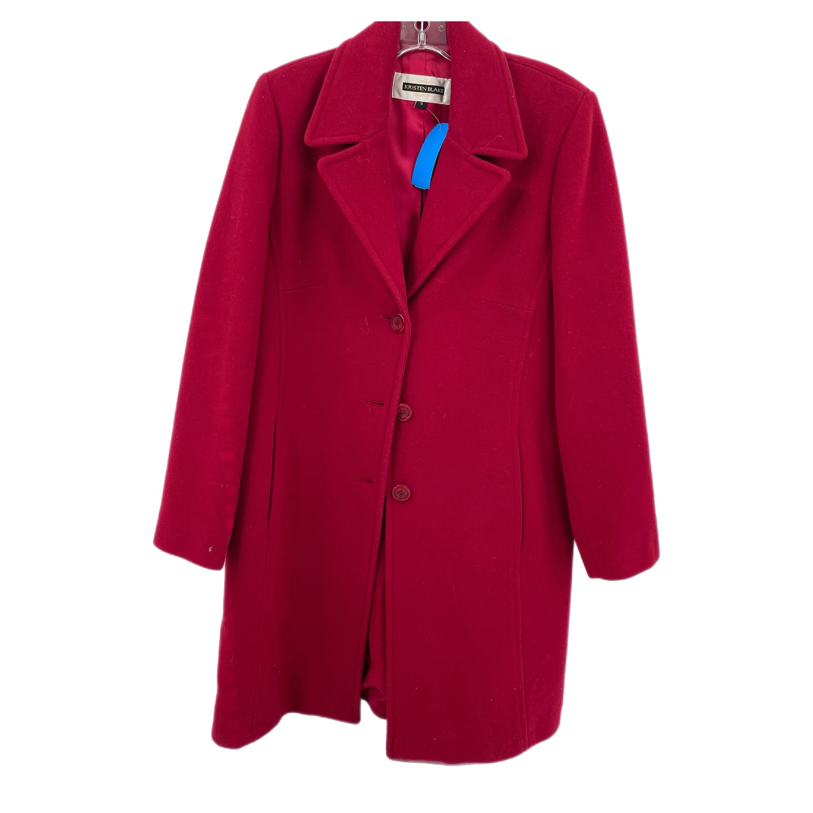 Kristen Blake Red 100% Wool Trench Coat