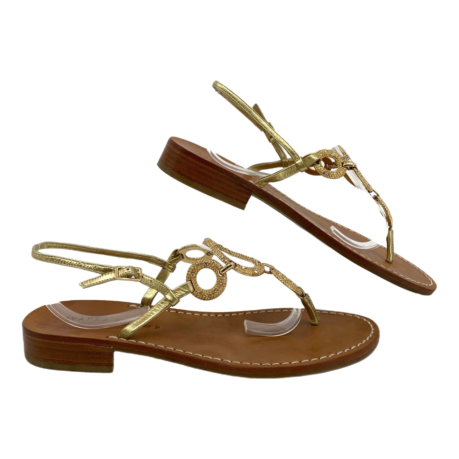 Ivanka Trump Gold Brown Rhinestone Sandals
