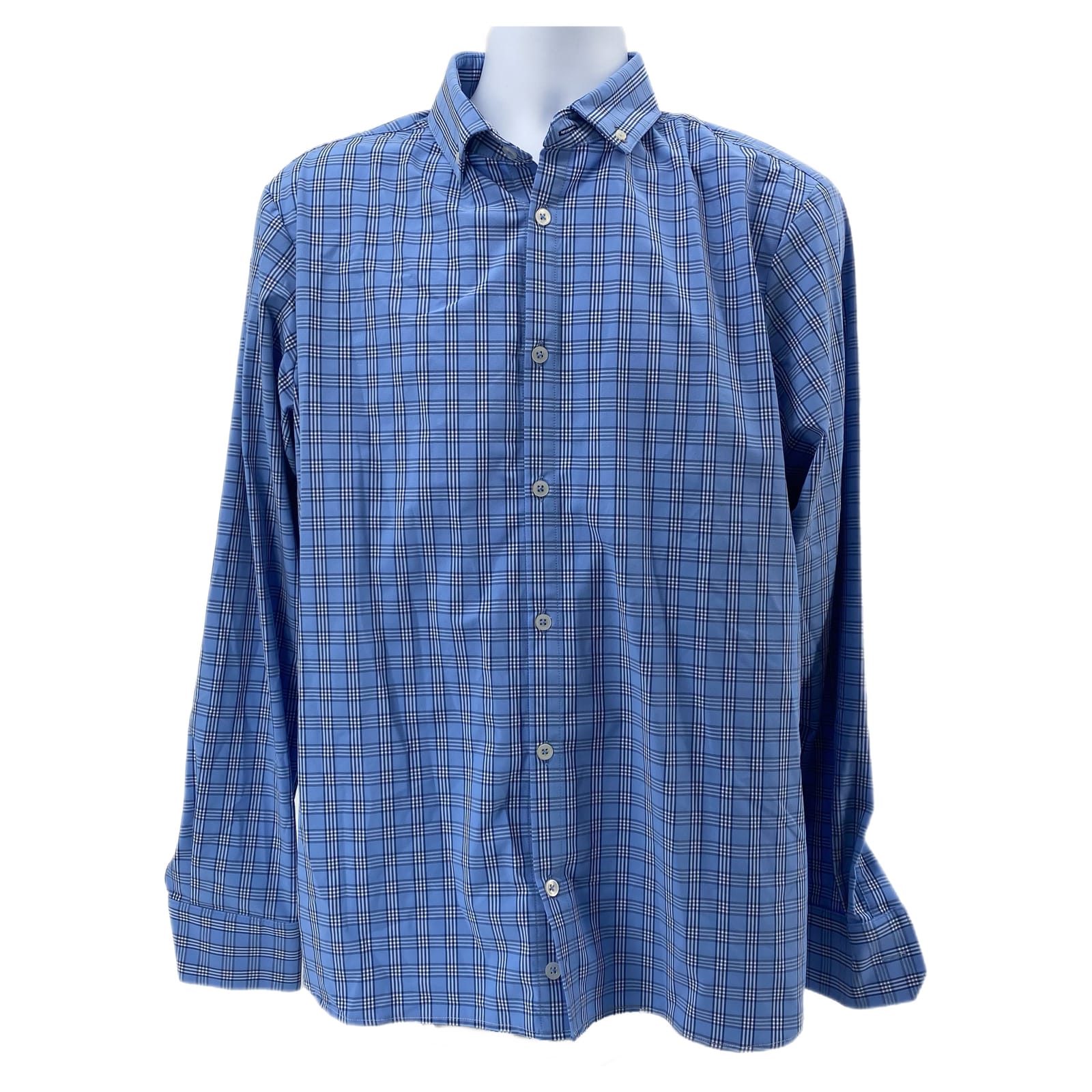 Mizzen+Main Blue Plaid Long Sleeve Button-Up Shirt