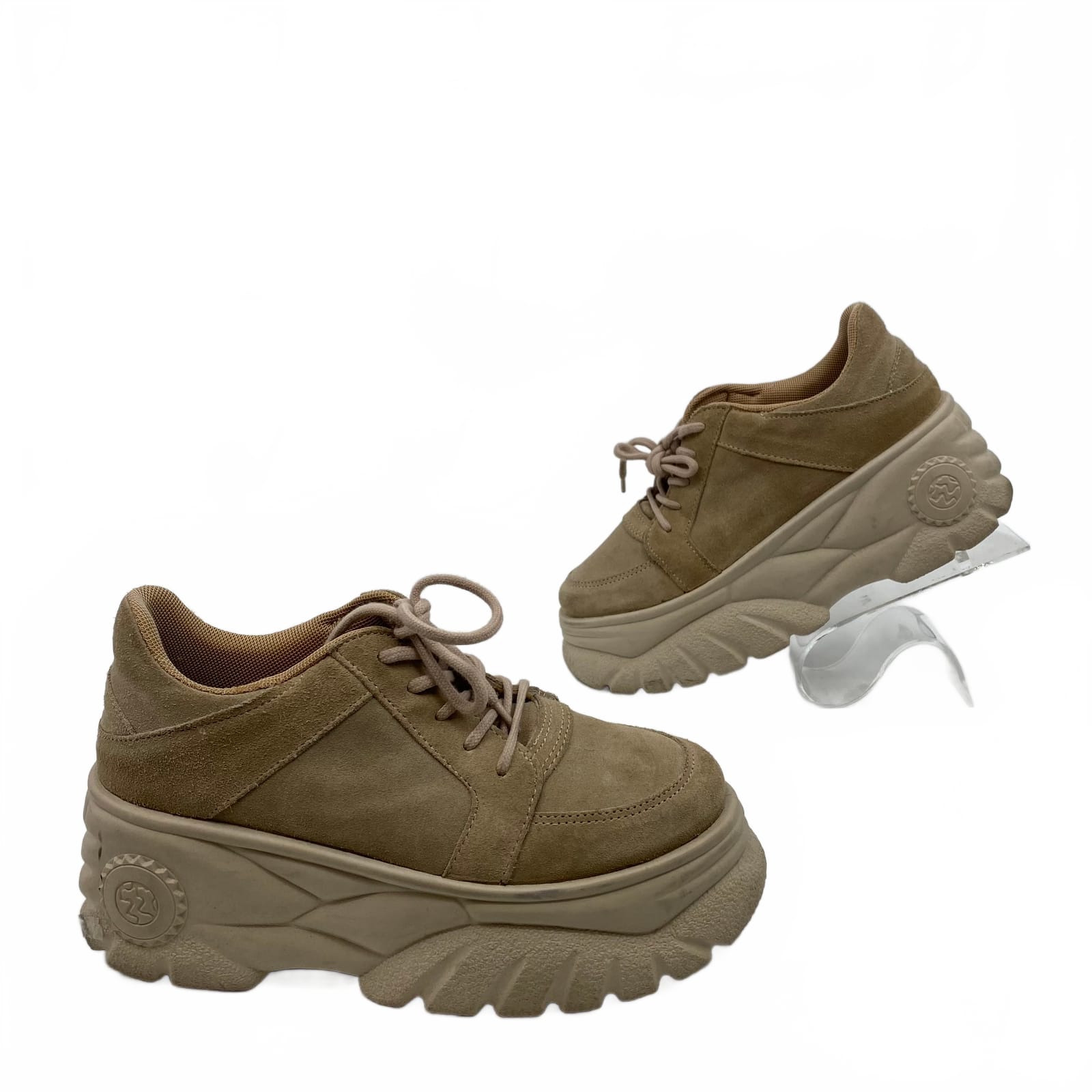 Urban Outfitters Beige Suede Platform Sneakers