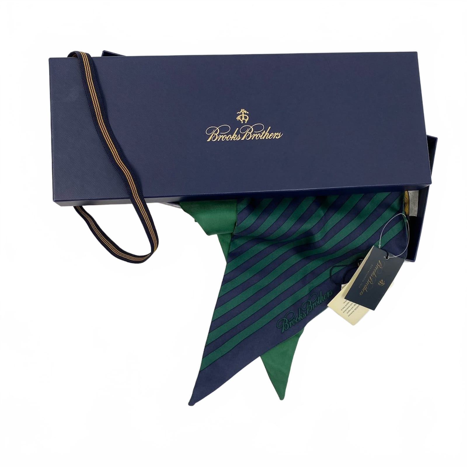 Brooks Brothers Green Blue Striped Silk Scarf