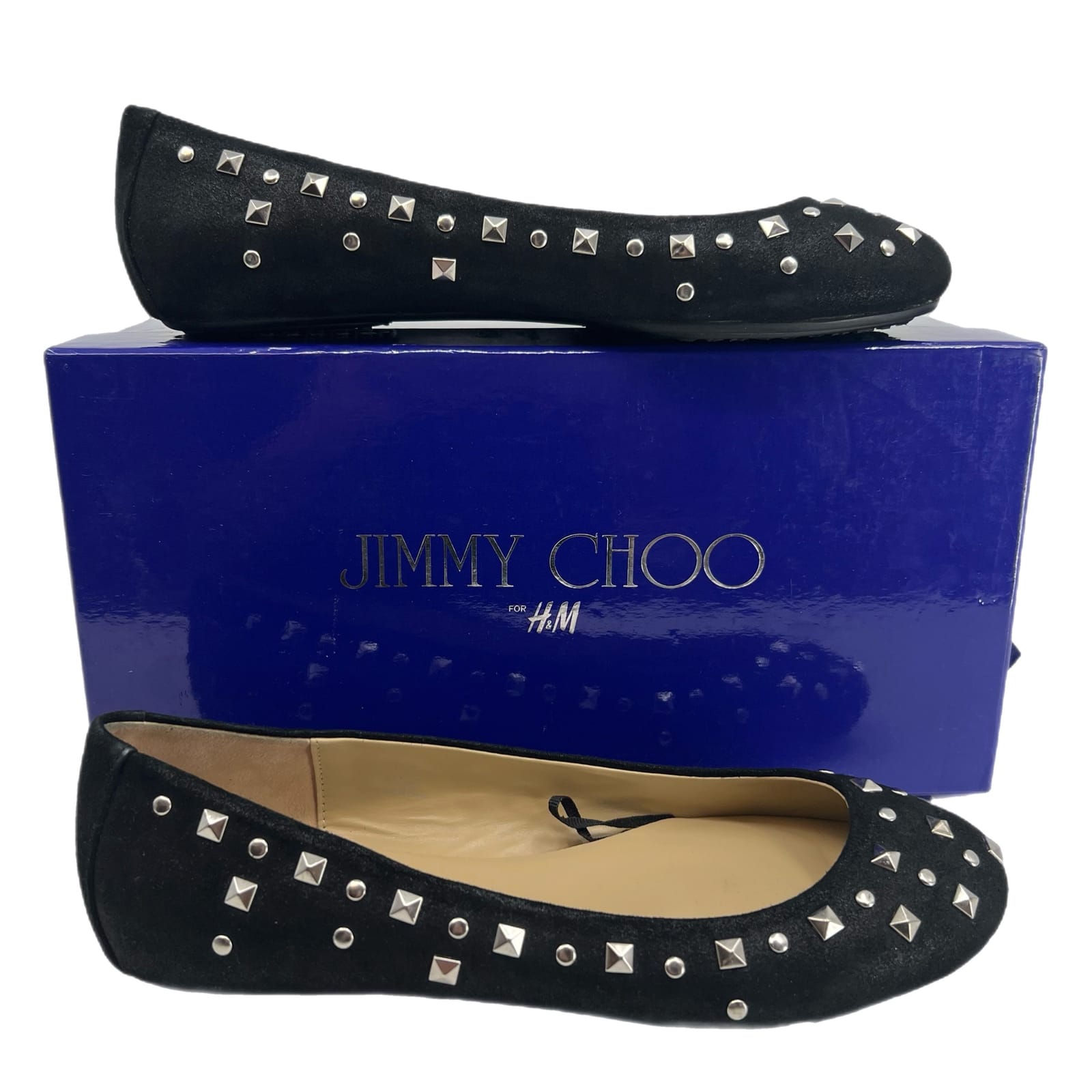 Jimmy Choo X H&M Black Silver Classic Round Toe Flats