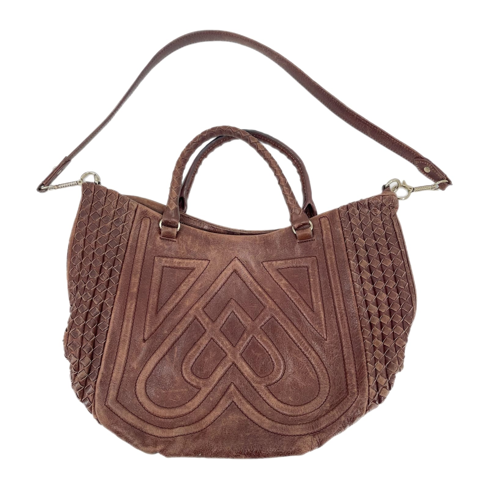 Elliott Lucca Brown Woven Leather Crossbody Bag