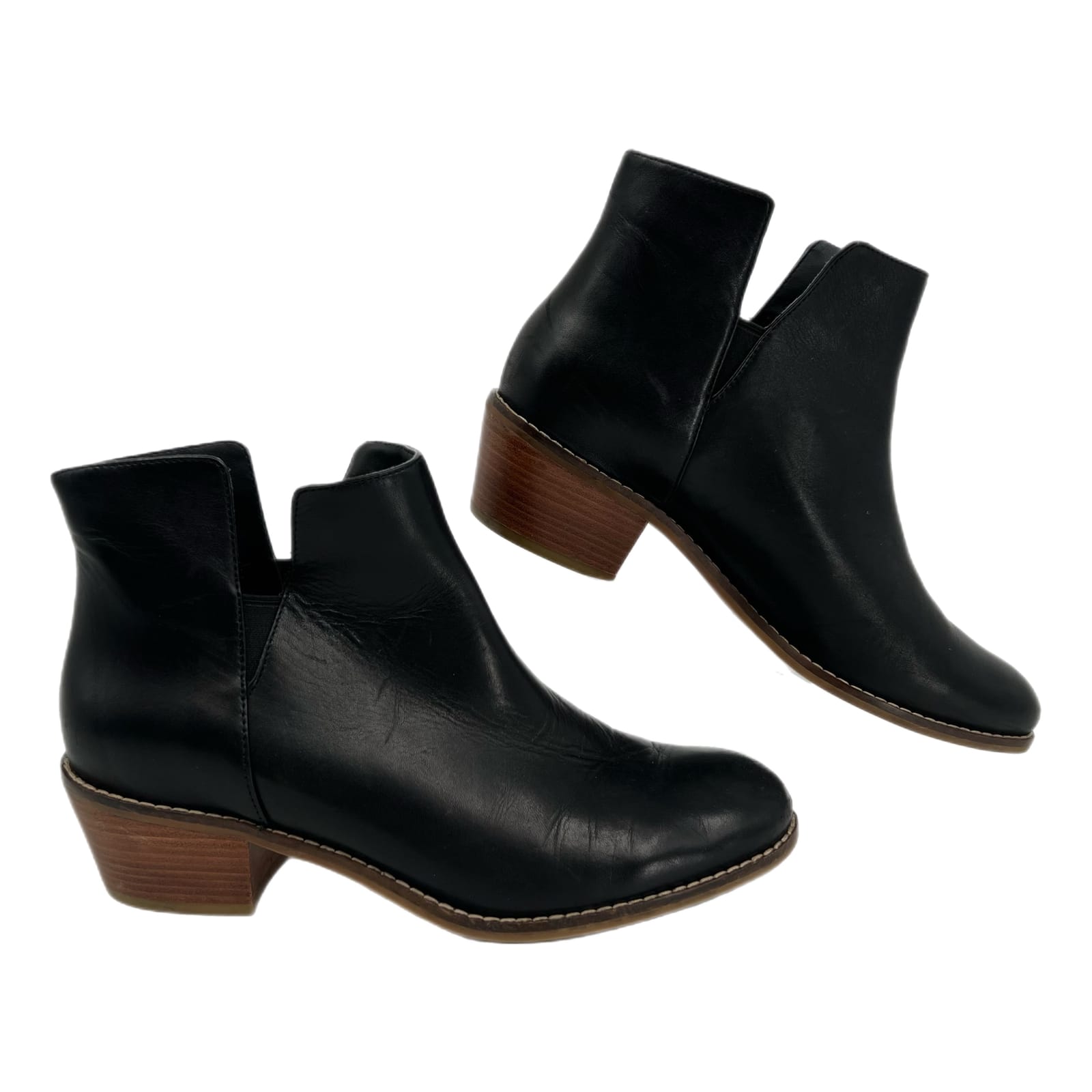 Cole Haan Black Pull-On Leather Ankle Boots